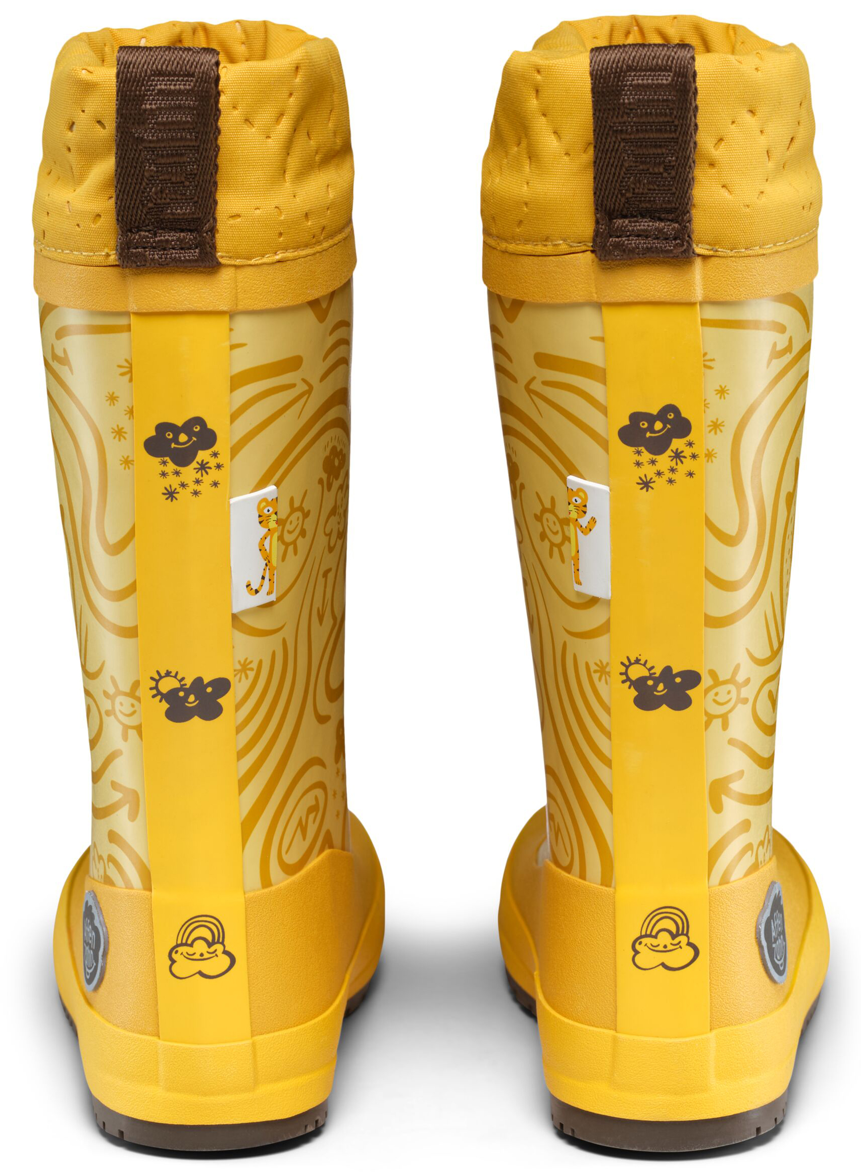 Barfuß Gummistiefel mit Warmfutter von AFFENZAHN * Vegan Puddly * Tiger in Gelb