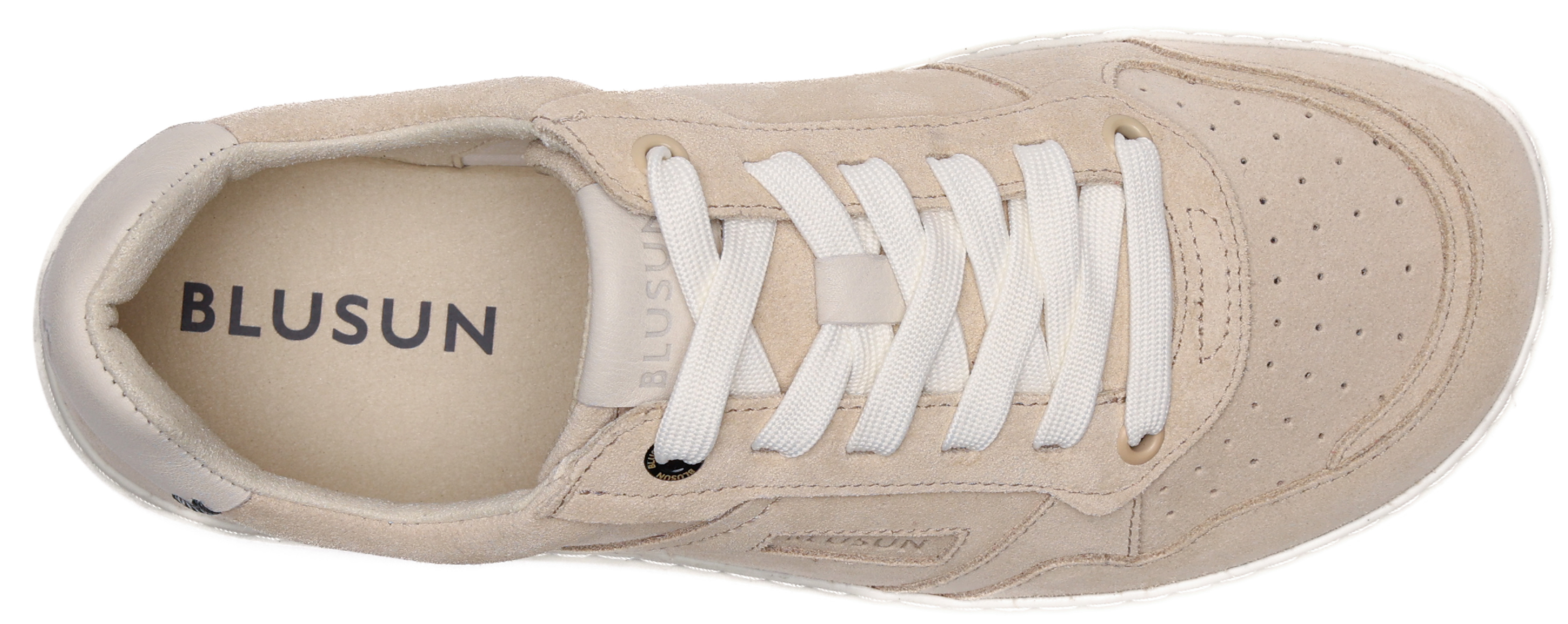 Lässiger Barfuß Sneaker aus Veloursleder für kräftige Füße von BLUSUN 600+ Light Beige