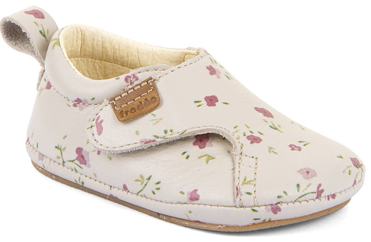 Flache Prewalker Lederschuhe in Beige Flower mit soft- knautschiger Minimalsohle von FRODDO Barefoot G1130020