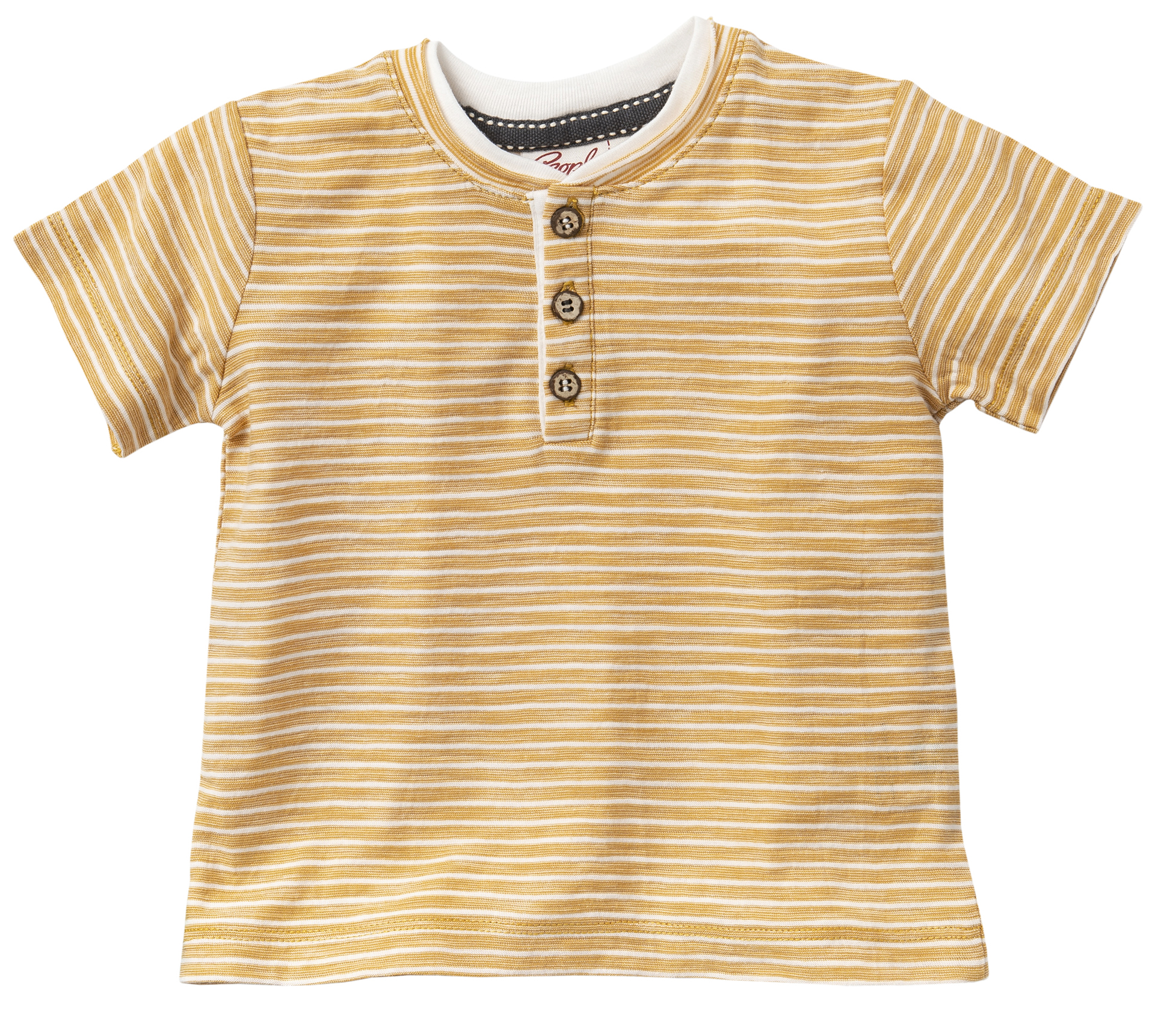 Henleyshirt Gelb / Weiß geringelt aus kbA BW, GOTS zertif., von PEOPLE Wear Organic 2211104