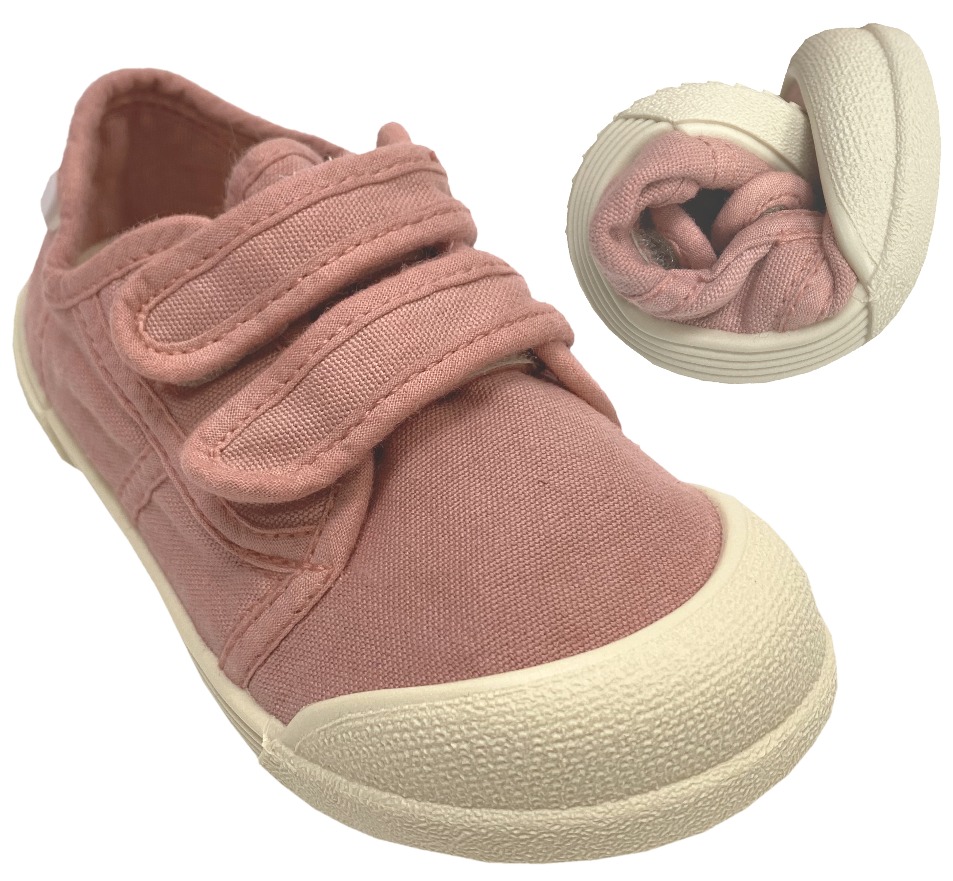 Barfußsneaker aus BW Canvas mit Doppelklett & Gummisohle von IGOR * LONA V * in Matt Rosa