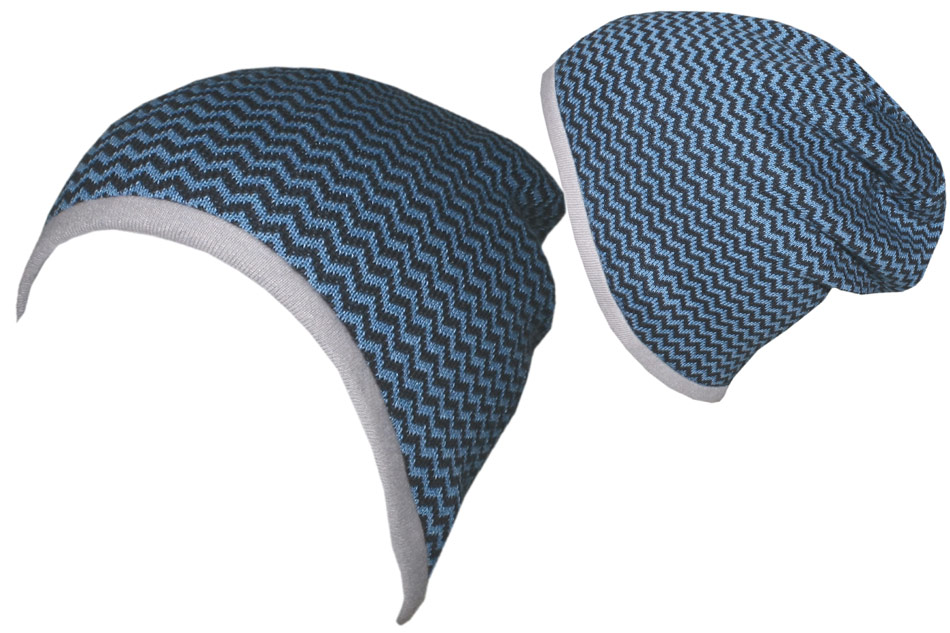 Lässiges BW Strick Short Beanie in Denim Blue mit BW Jersey Futter in Grau von MAXIMO 63572-331676