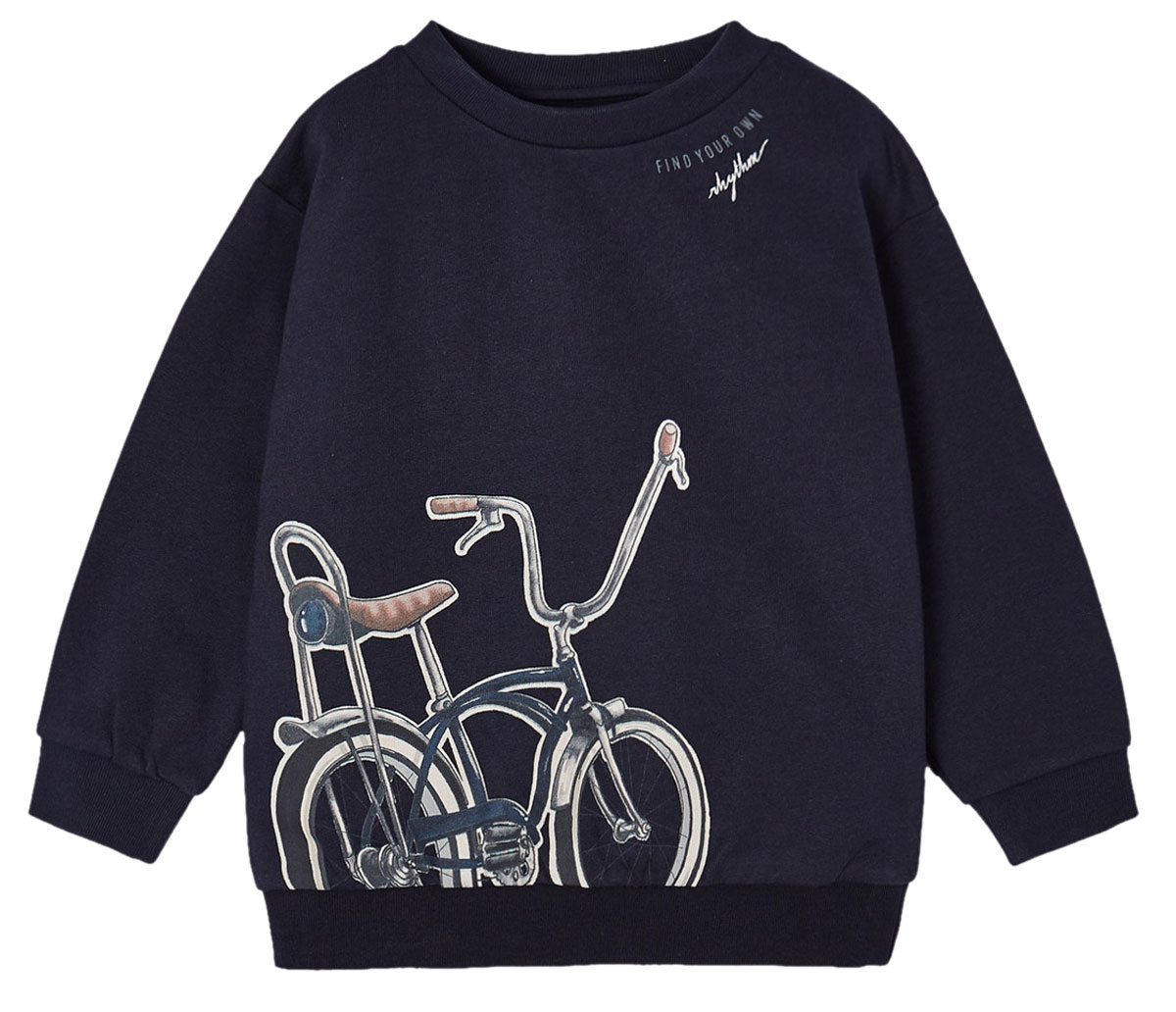 Kuscheliger Sweater in Marine Blau mit Retro Bonanza Rad Print von MAYORAL 4453