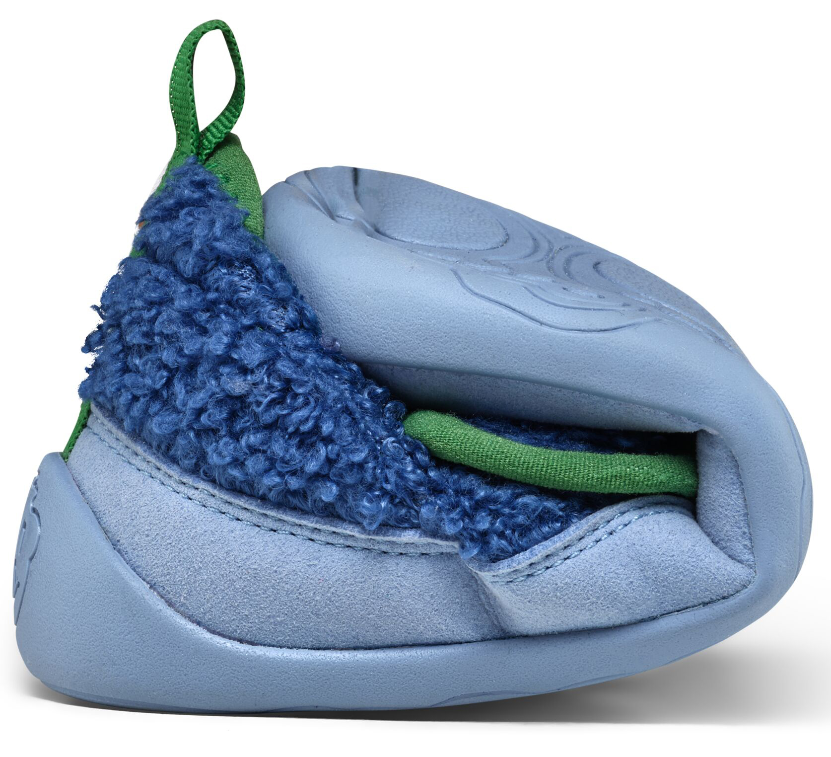 Veganer Hausschuh / Minimalschuhe aus recyceltem Fleece von AFFENZAHN * Paradiesvogel Blau*