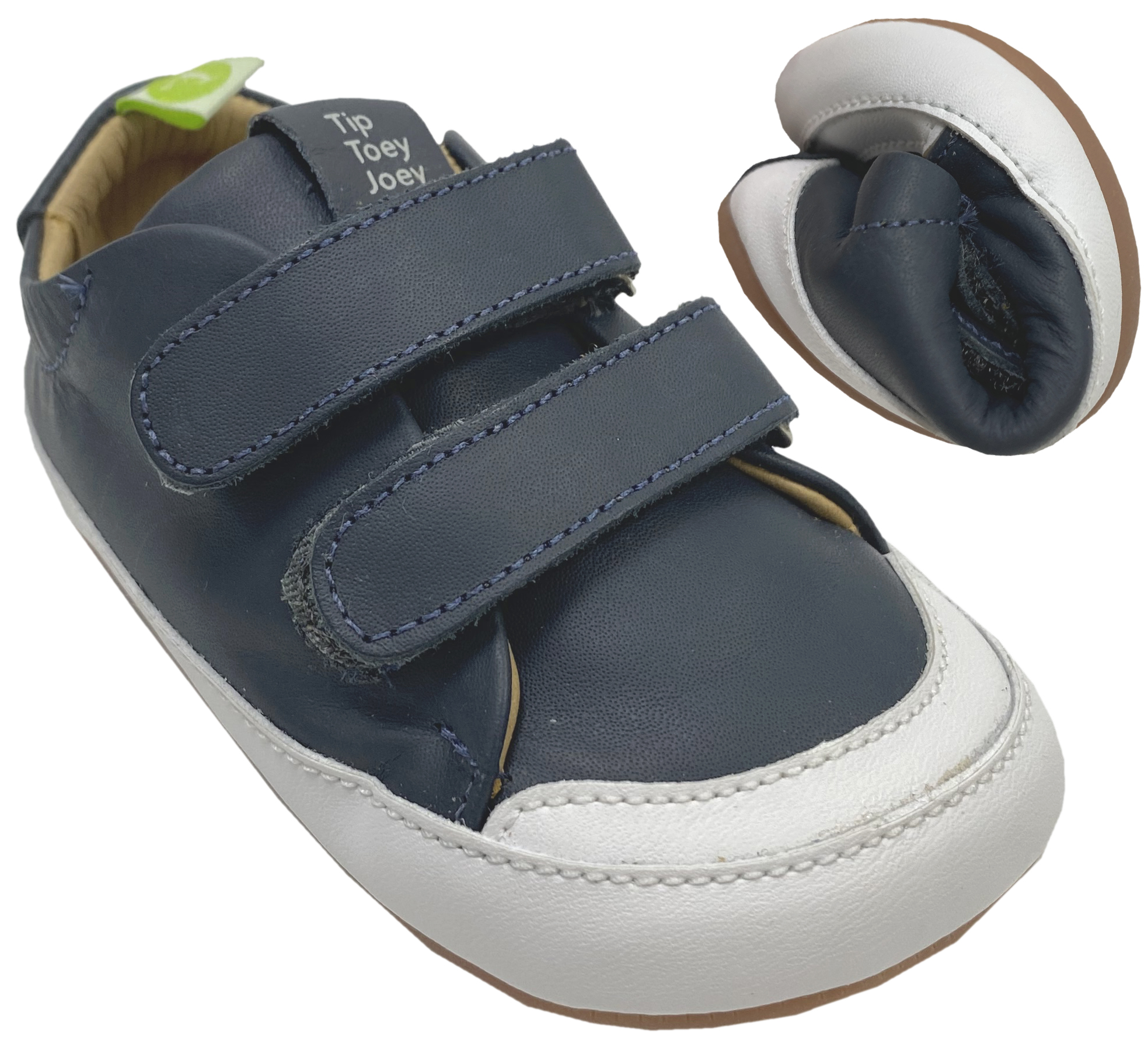 Knautschiger Lederschuh mit Minimalsohle Barfußsneaker *BOSSY* Navy von TIP TOEY JOEY