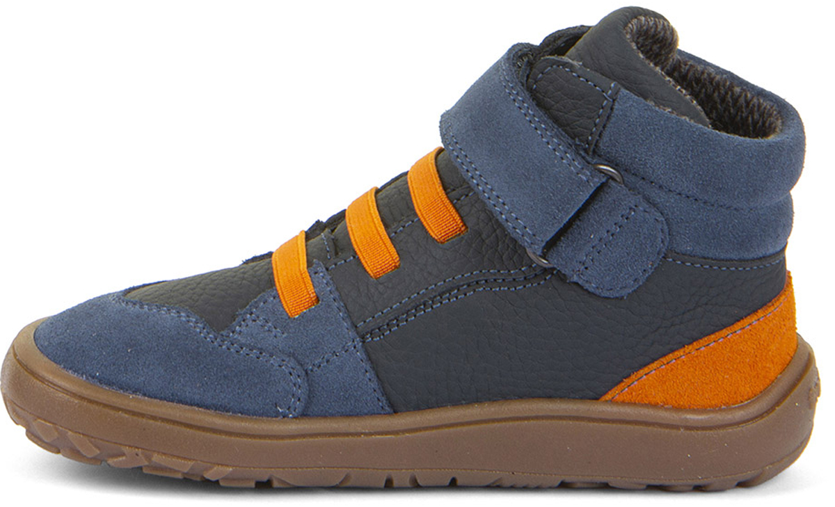 Halbhohe Barfußschuhe, Leder, TEX Membran+Textil Inlay *BlueDenim / Orange * FRODDO G3110265