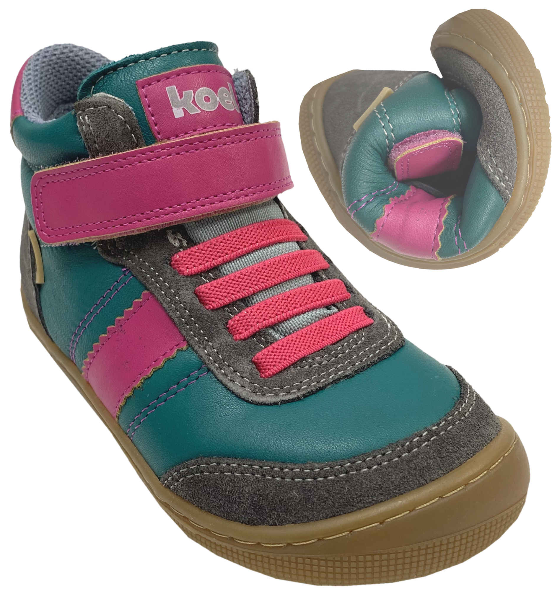 Barfußschuhe knöchelhoch DANIEL 3.0 BW Inlay + TEX in Petrol / Pink von KOEL 07T055.12K