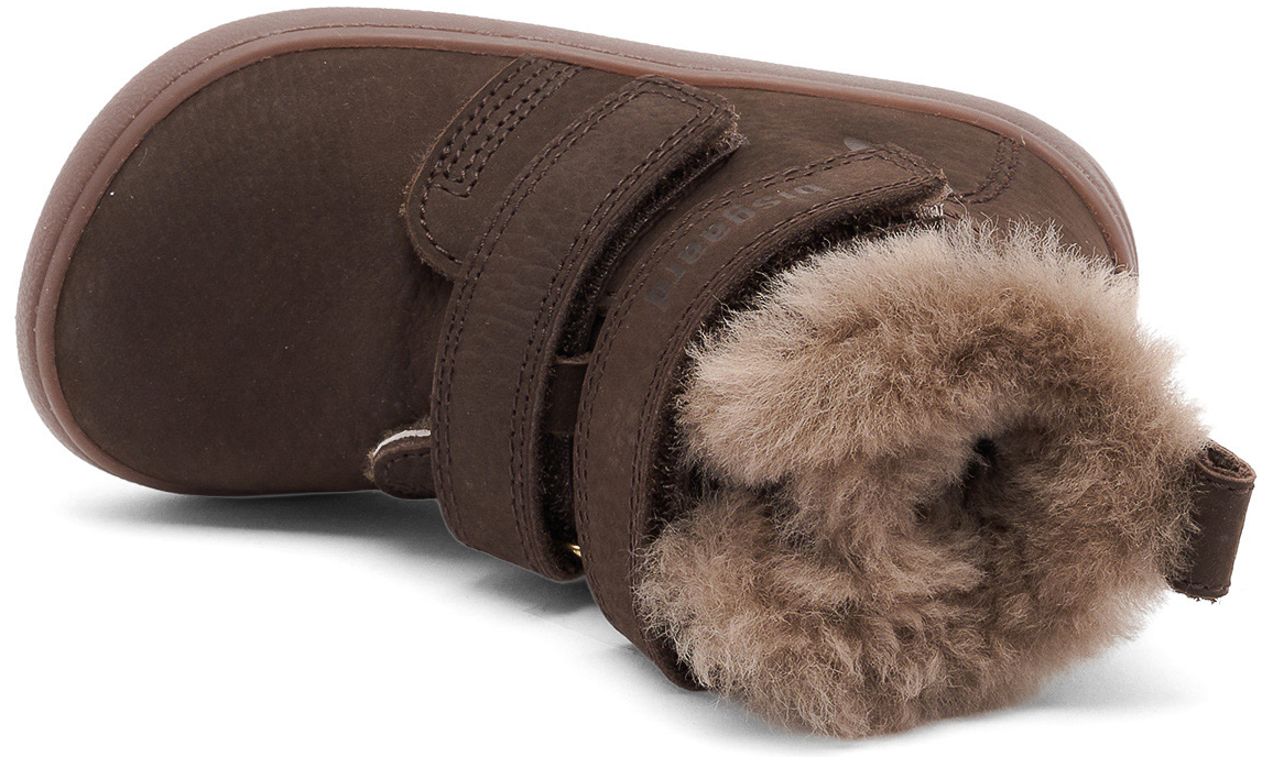 Winterstiefel aus Nubbukleder + Lammfellfutter von BISGAARD Barefoot EMIL Lamb 54107 in Braun