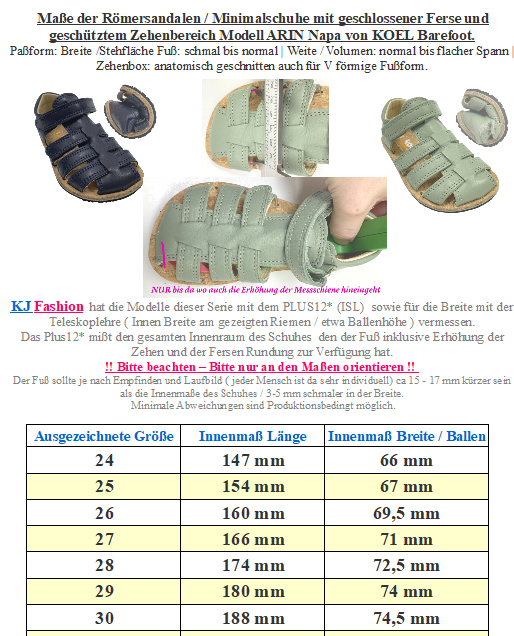 Barfußschuhe / Römersandale Zehen & Fersenschutz, Nappa Leder ARIN in Olive von KOEL 24M008.101