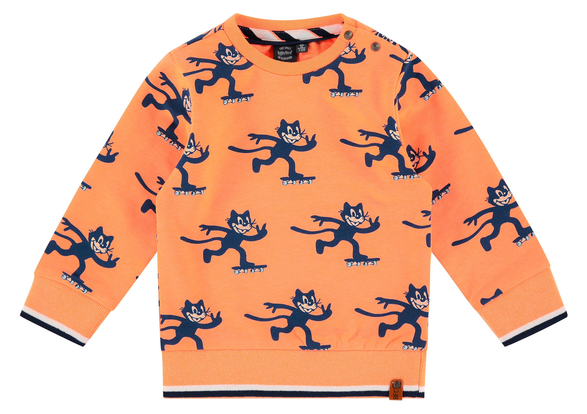 Frecher Sommersweater in Neon Orange mit Skater Katze für Mini Boys von BABYFACE  21107423