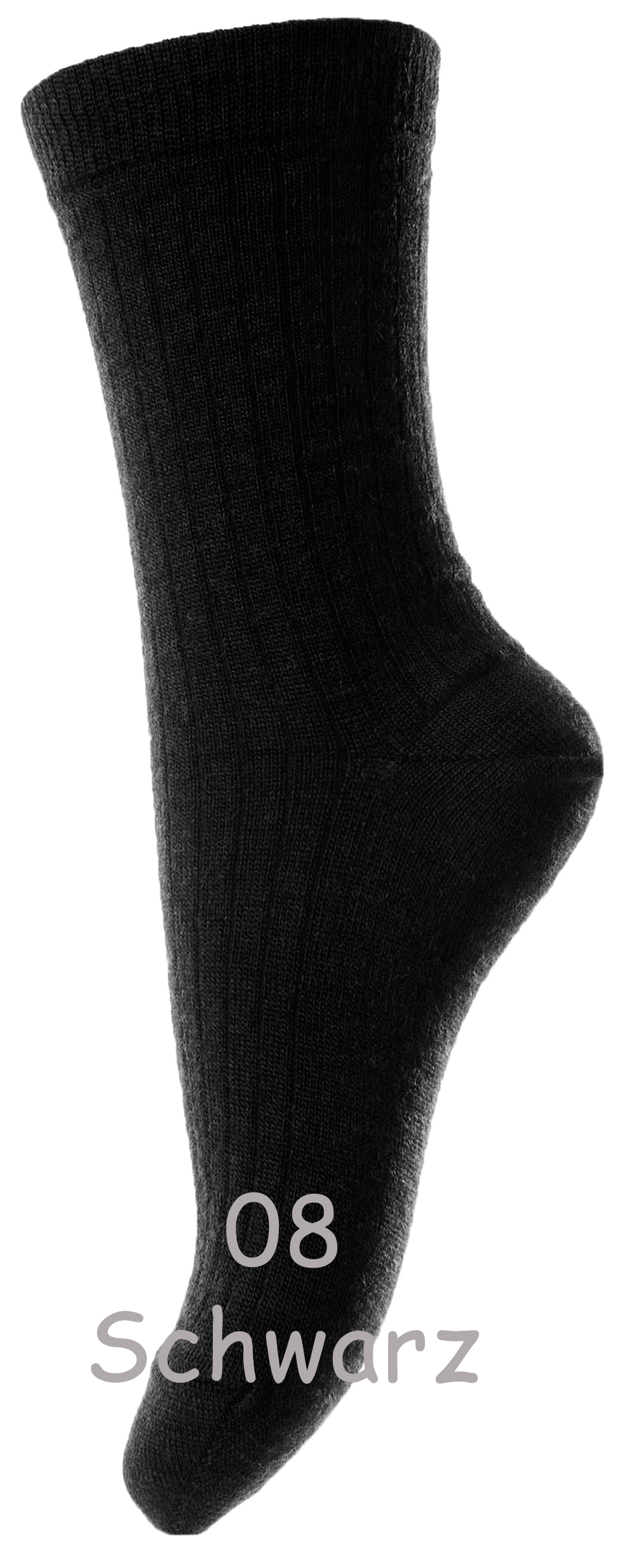 Dünne Wollsocke ~ mittlere Höhe~ aus Superwasch Soft Merino Wolle Artikel 718 in 08 Schwarz