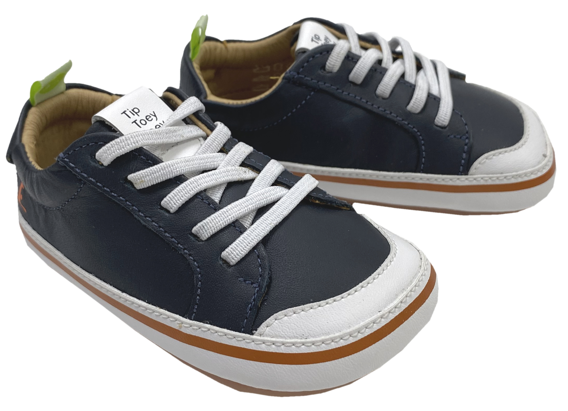Knautschiger Lederschuh mit Minimalsohle aus Gummi Barfußsneaker *FUNKY* Navy von TIP TOEY JOEY