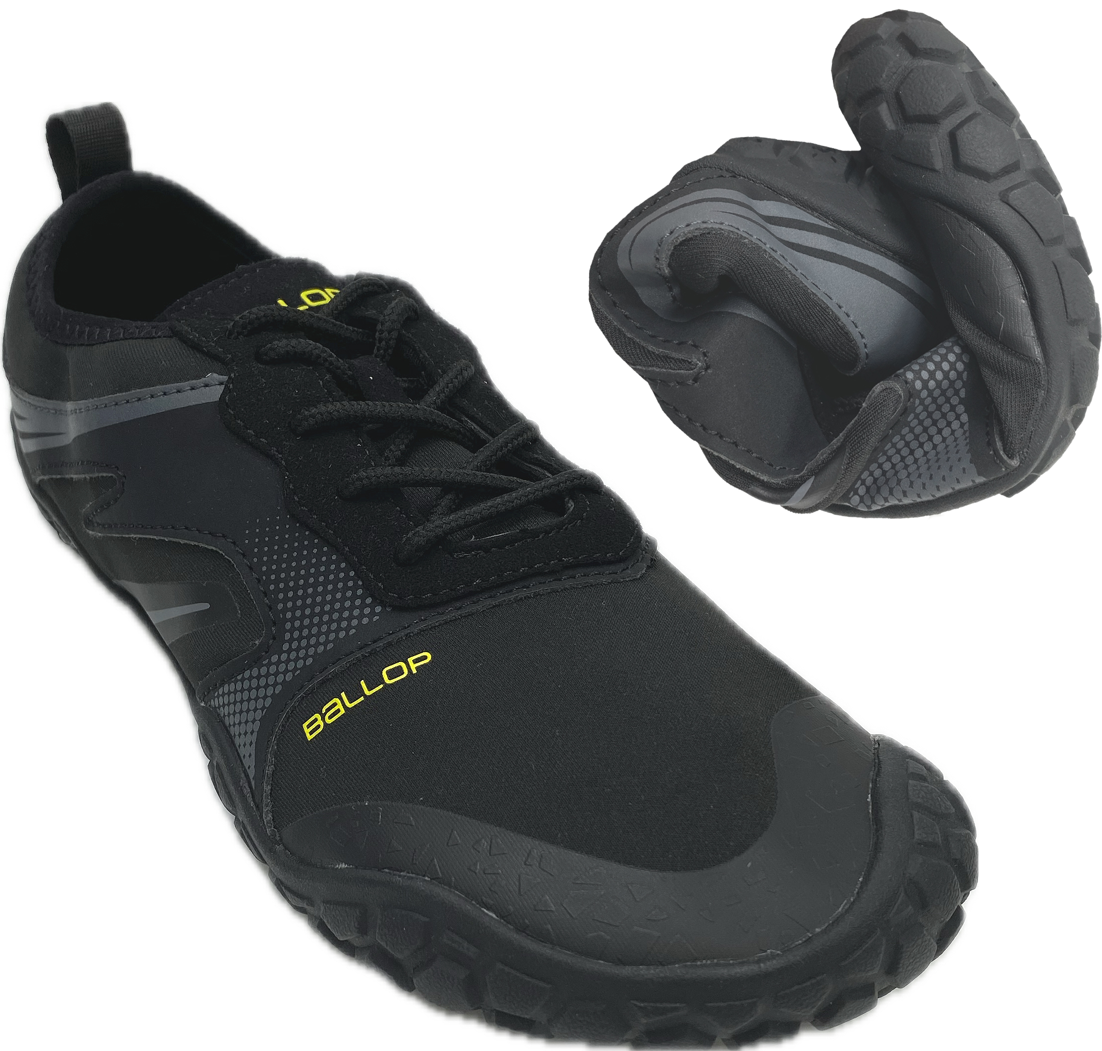 Sportlich leichter Barfußschuh aus schnelltrocknendem Mesh in Schwarz von BALLOP " Serengeti "