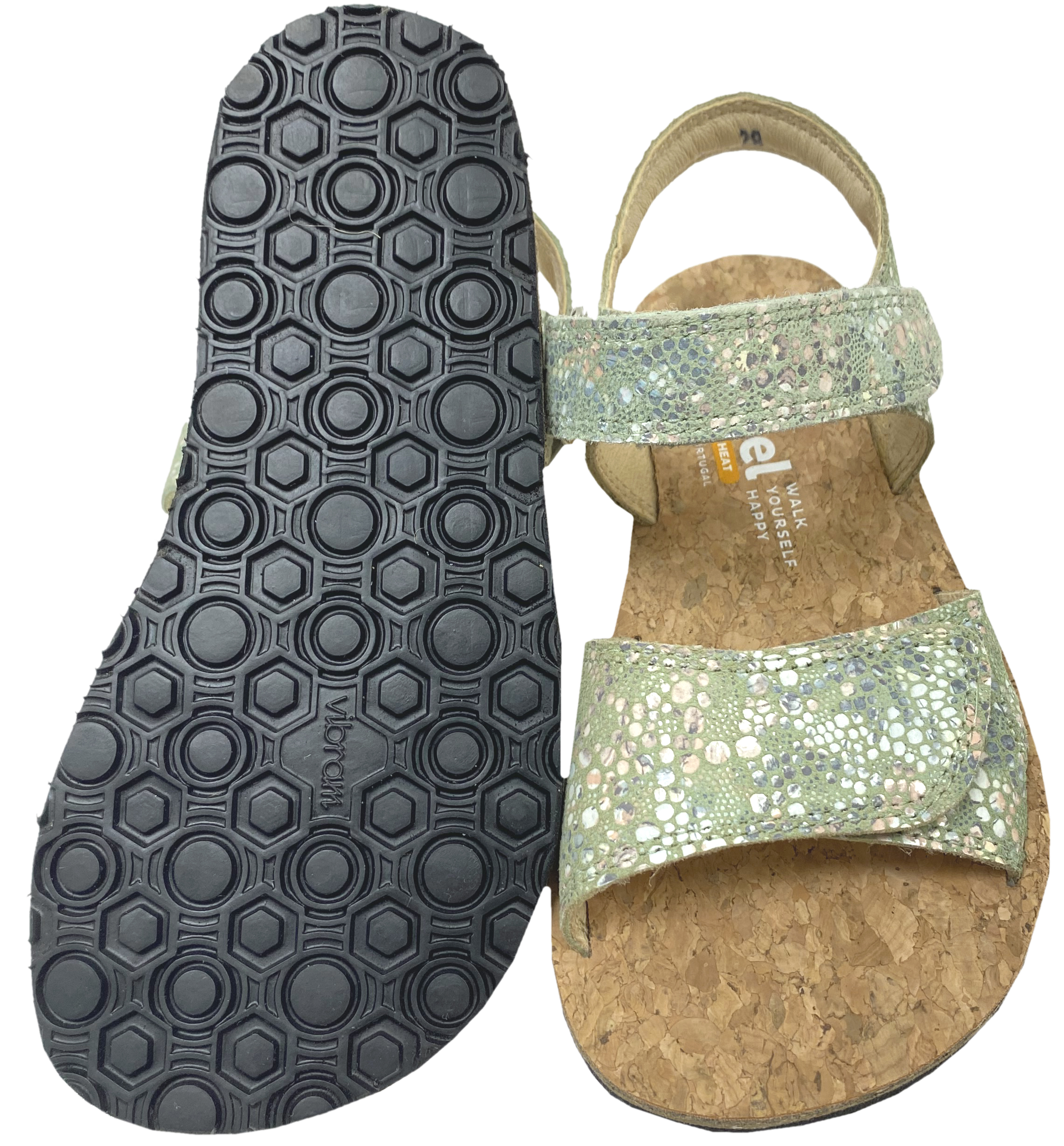 Sandale mit Minimalsohle, Korkbezug und Lederriemchen in Mint Fantasy von KOEL Barefoot *Ashley*