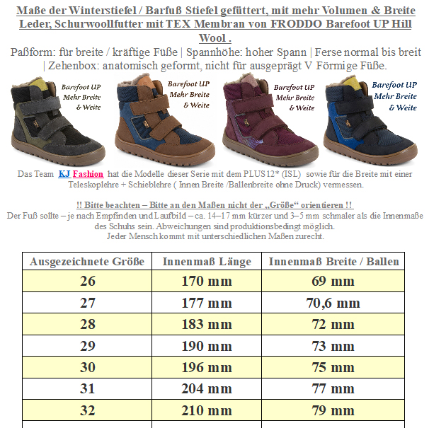 Barfußschuhe / Winterstiefel + Schurwollfutter Barefoot UP Hill Wool von FRODDO Brown / Denim G3160262