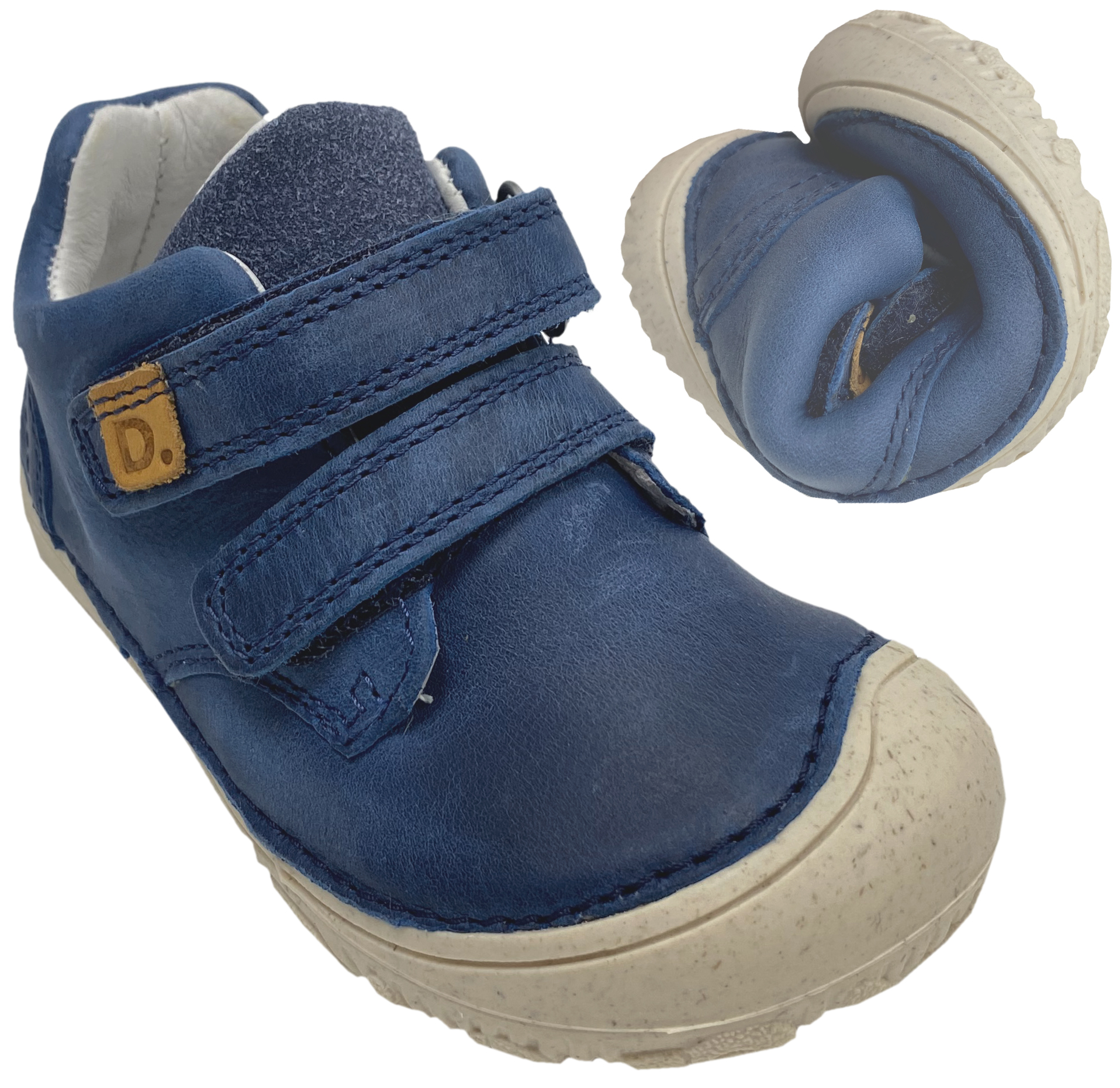 Knautschige Leder Halbschuhe / Minimalschuhe von D.D.Step Barefoot in Indigo Blue