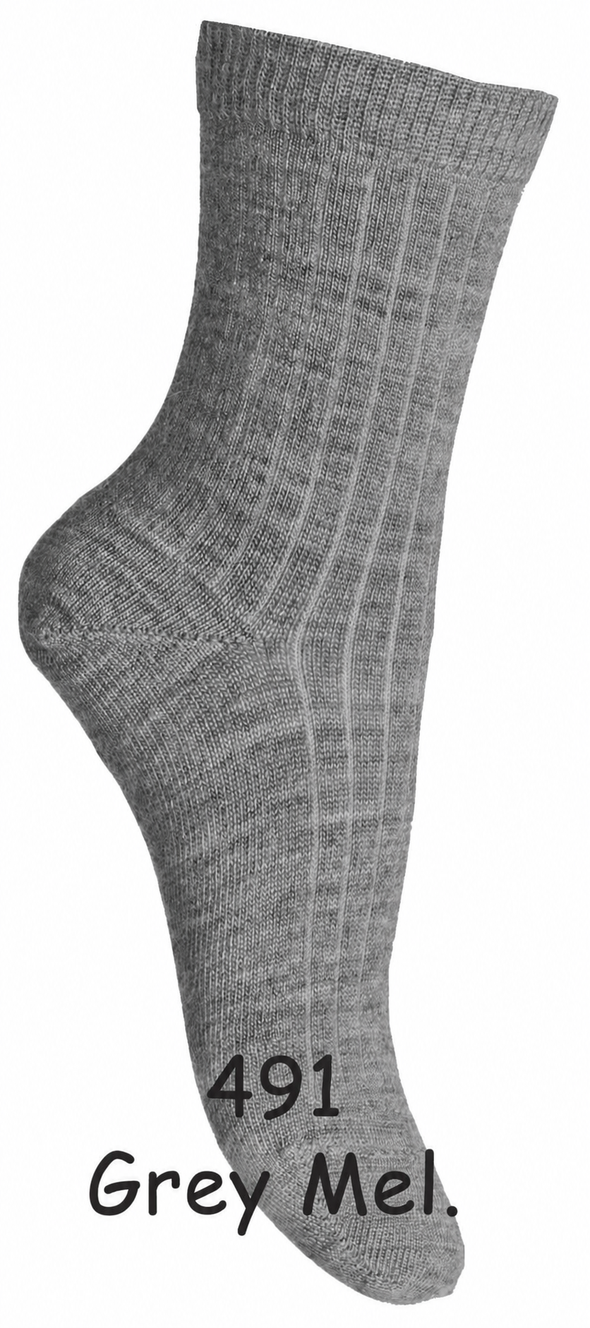 Dünne Wollsocke ~ mittlere Höhe~ aus Superwasch Soft Merino Wolle Artikel 718 in 491 Grey Melange