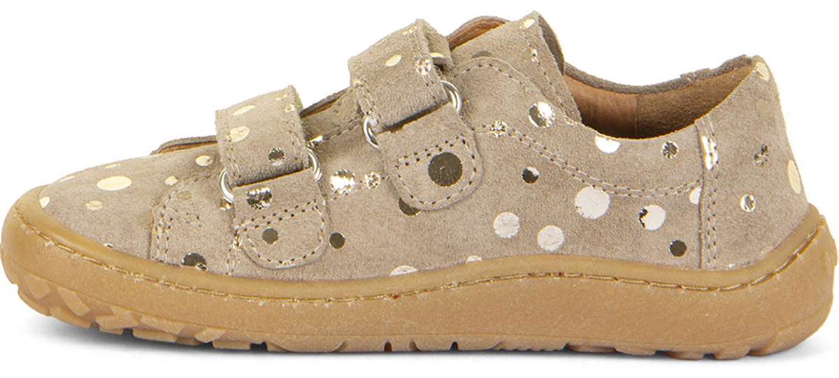 Flexible Leder Sneaker in Beige mit Glitzer * Barefoot Basic * von FRODDO G3130240