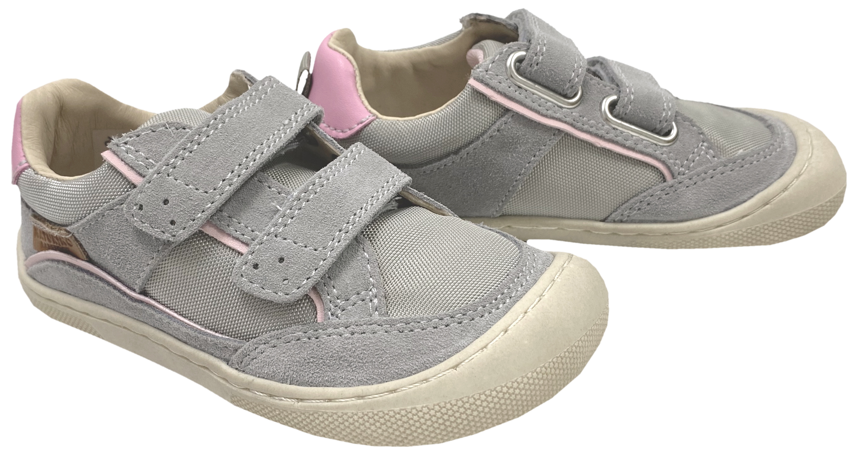 Knautschige Barfußsneaker für schmale / gerade Füße von NATURINO Barefoot *BF.KESY* in Grau / Rosa Pink