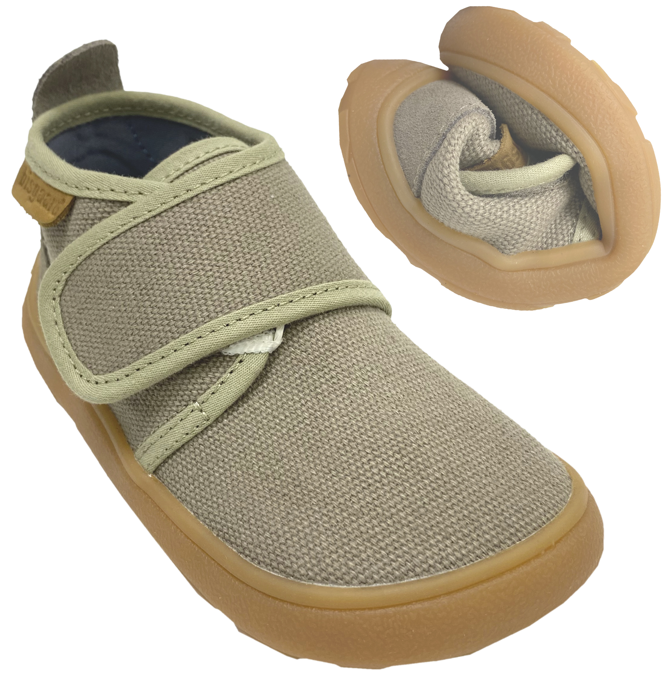 Knautschige Hausschuhe *Pistachio* mit Klett, quer & längs flexible Miinimalsohle BISGAARD Basic