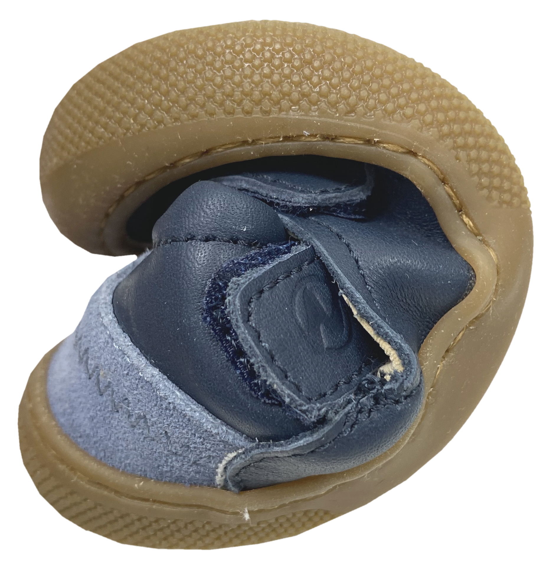 Halbsandale / Minimalschuhe aus Leder mit Doppelklett von NATURINO Barefoot "IRTYS" in Navy Celeste