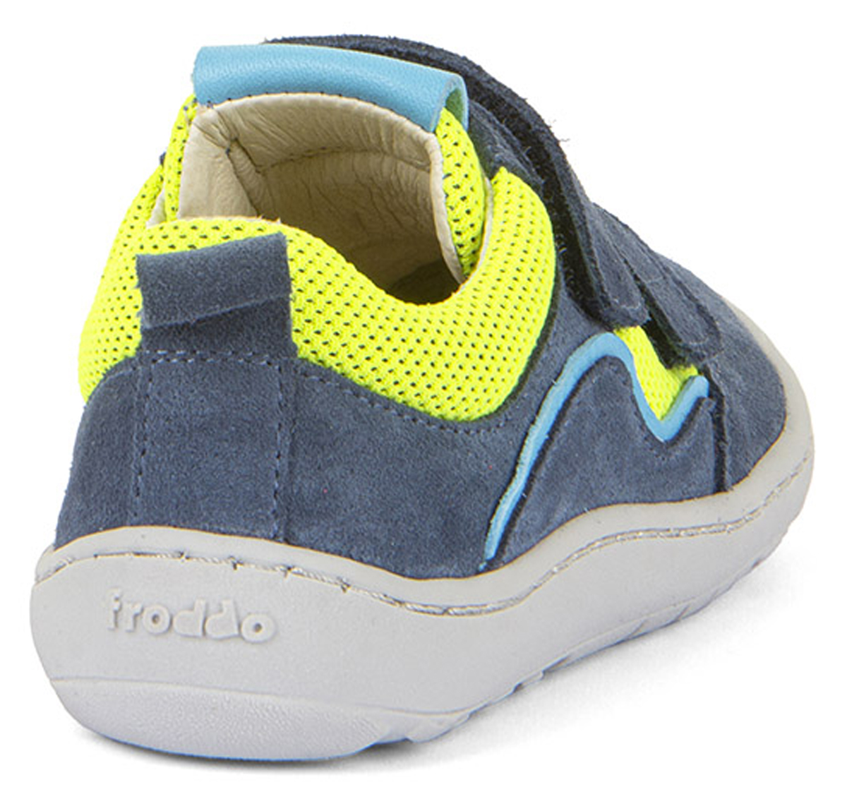 Mega flexible Sneaker *Barefoot Basic * Leder + Mesh Besatz in Denim /Neongelb v. FRODDO G3130260