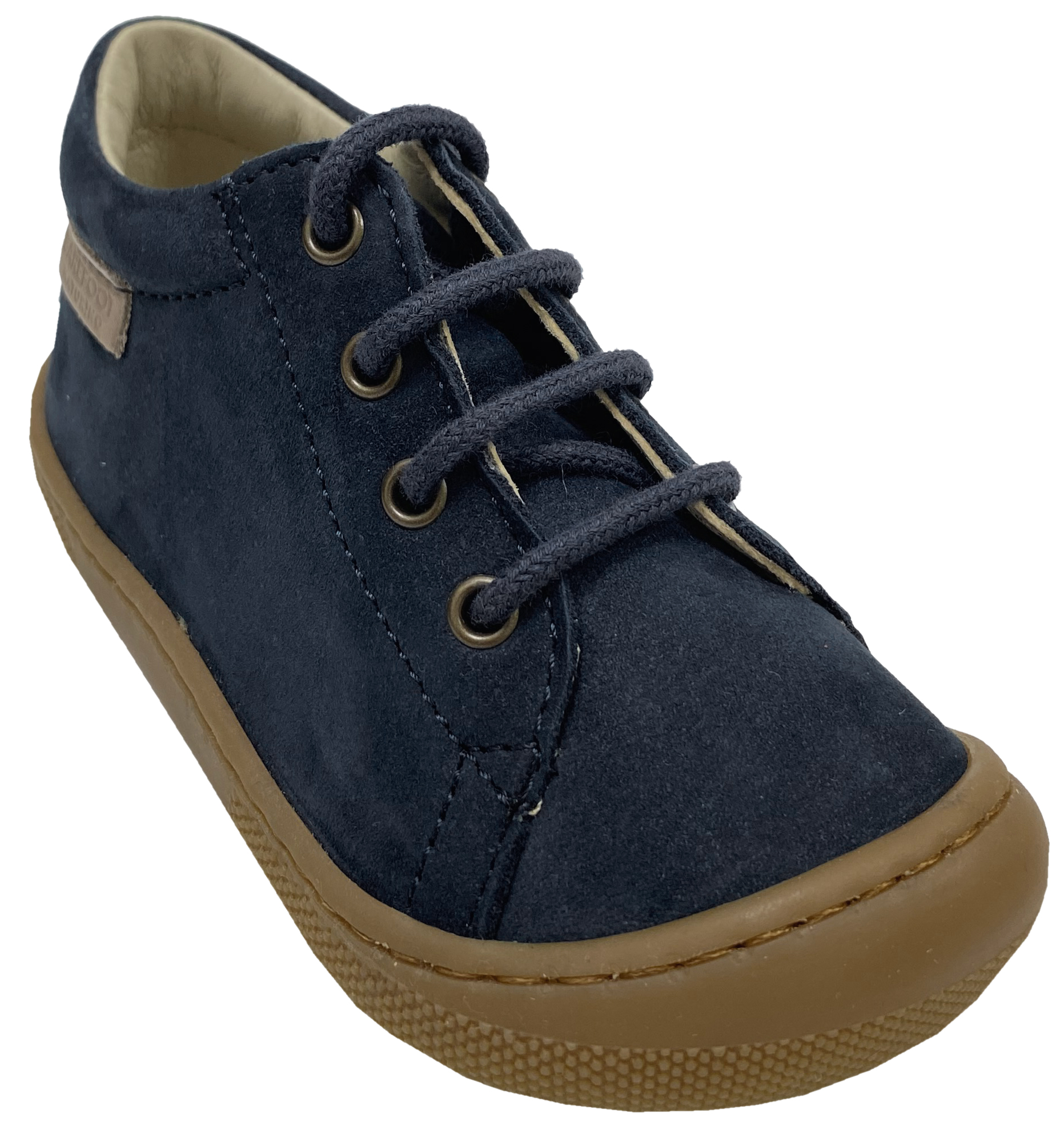 Knautschig weiche Barfußschuhe aus Nubukleder Schnürer NATURINO Barefoot * AMUR in Navy *