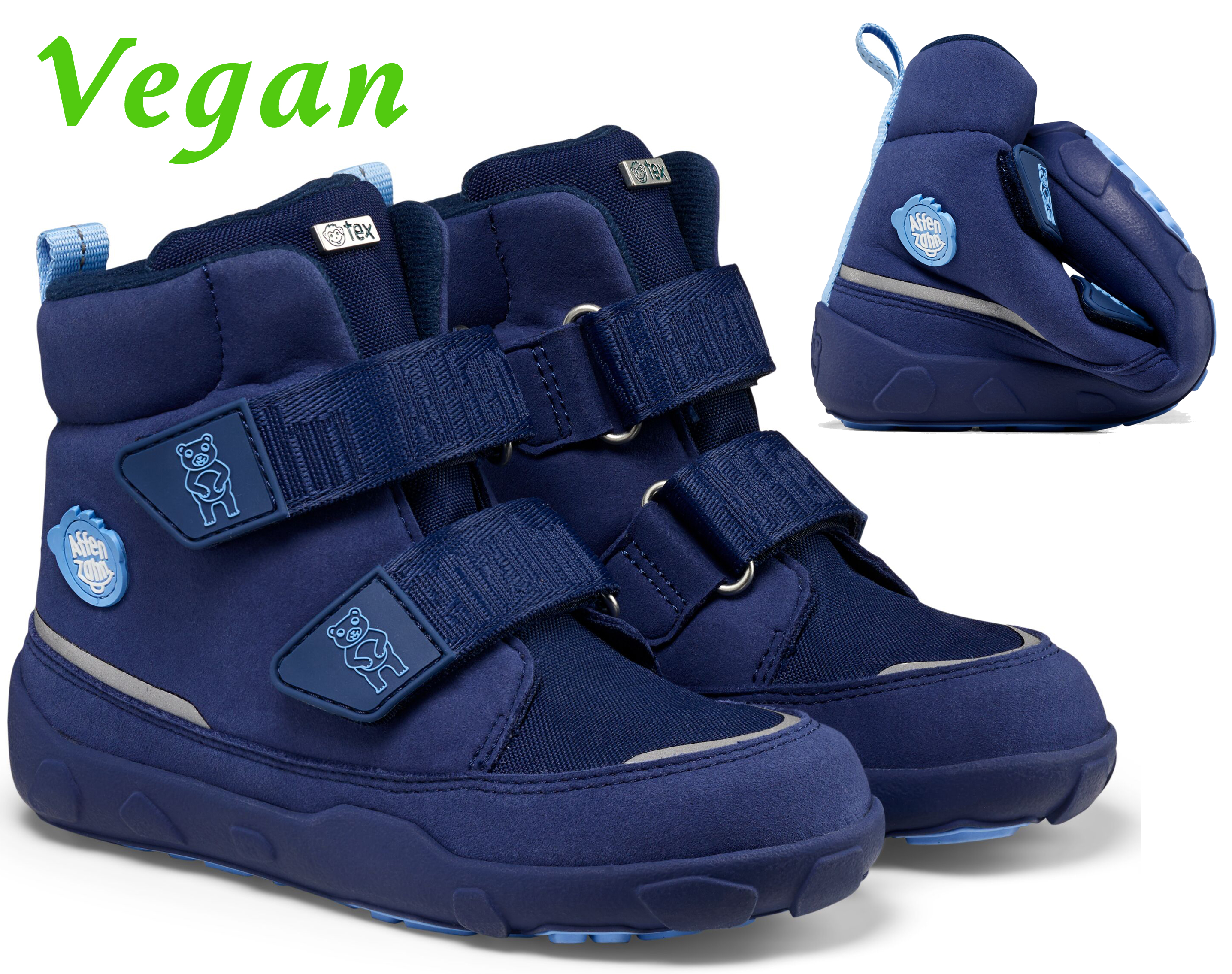 Vegane Winterstiefel  von AFFENZAHN >TEX Membran Mid Boot Comfy Bär in Blau