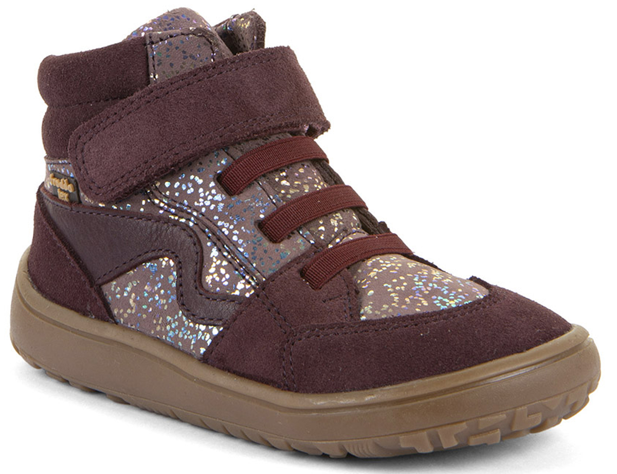 Halbhohe Barfußschuhe, TEX Membran & Textil Futter FRODDO *Barefoot TEX Go * Bordeaux Glitzer G3110265