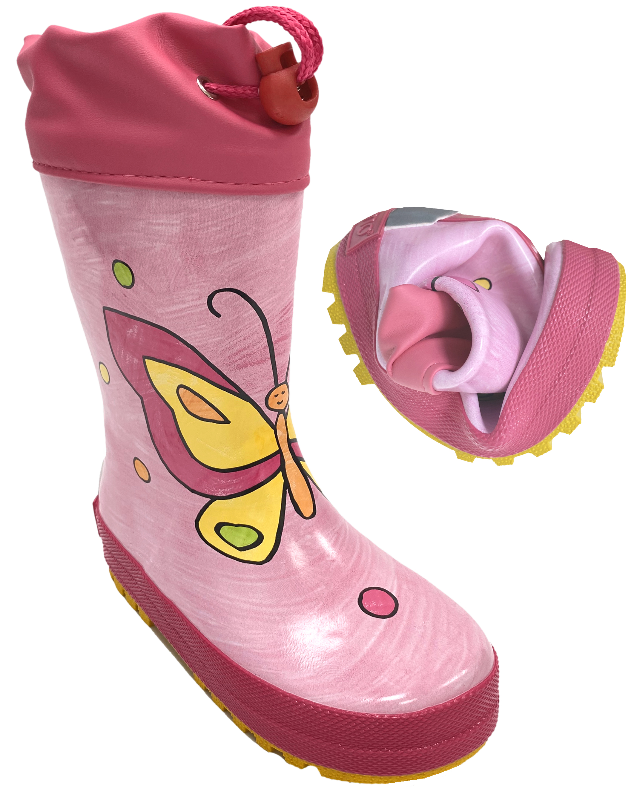 Mittelschaft Gummistiefel mit Stulpe, aus Naturkautschuk von MAXIMO ~ Schmetterling ~ 969900