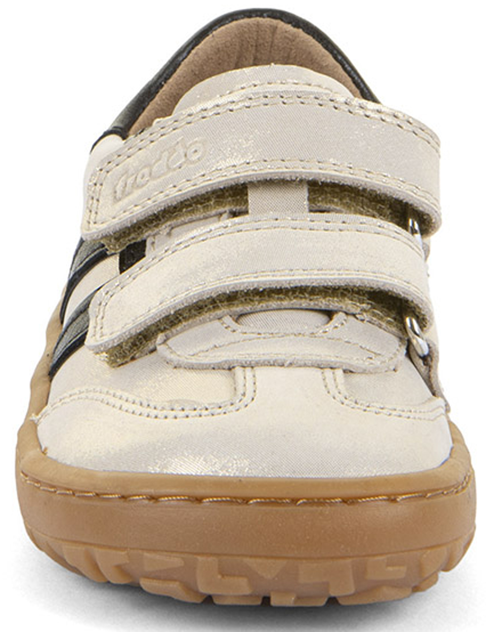 Barfußsneaker aus Leder mit Doppelklett von FRODDO *Barefoot F Motion* in Gold Shine G3130292