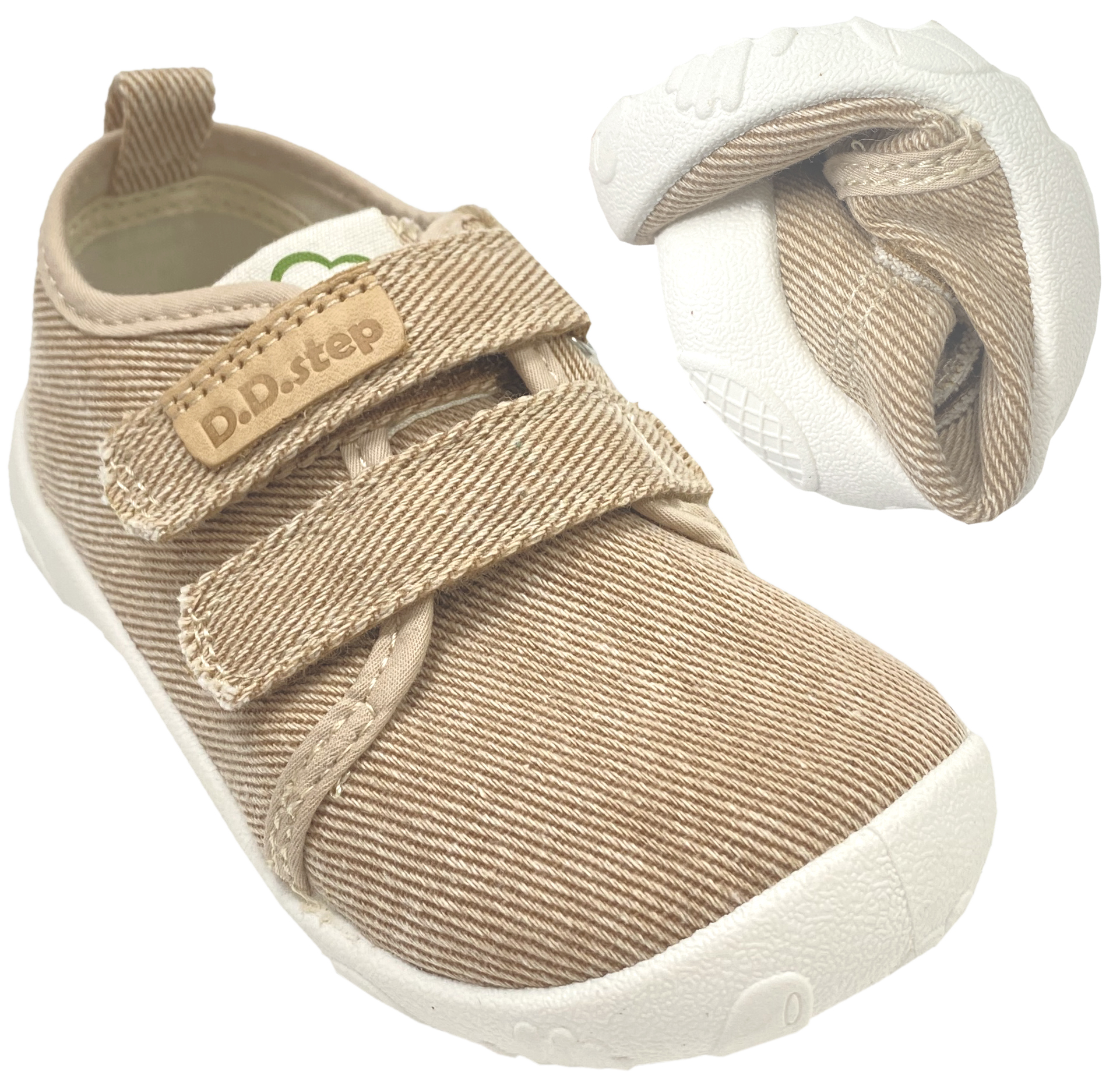 Textil Canvas Sneaker in Beige / Cream Non Marking Minimalsohle von D.D.Step Barefoot C086-61763