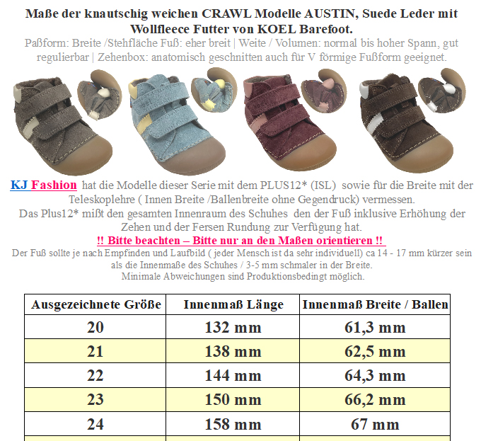 Knautschige Barfußschuhe AUSTIN in Taupe Suedeleder & Wollfutter KOEL Barefoot  09M017.305