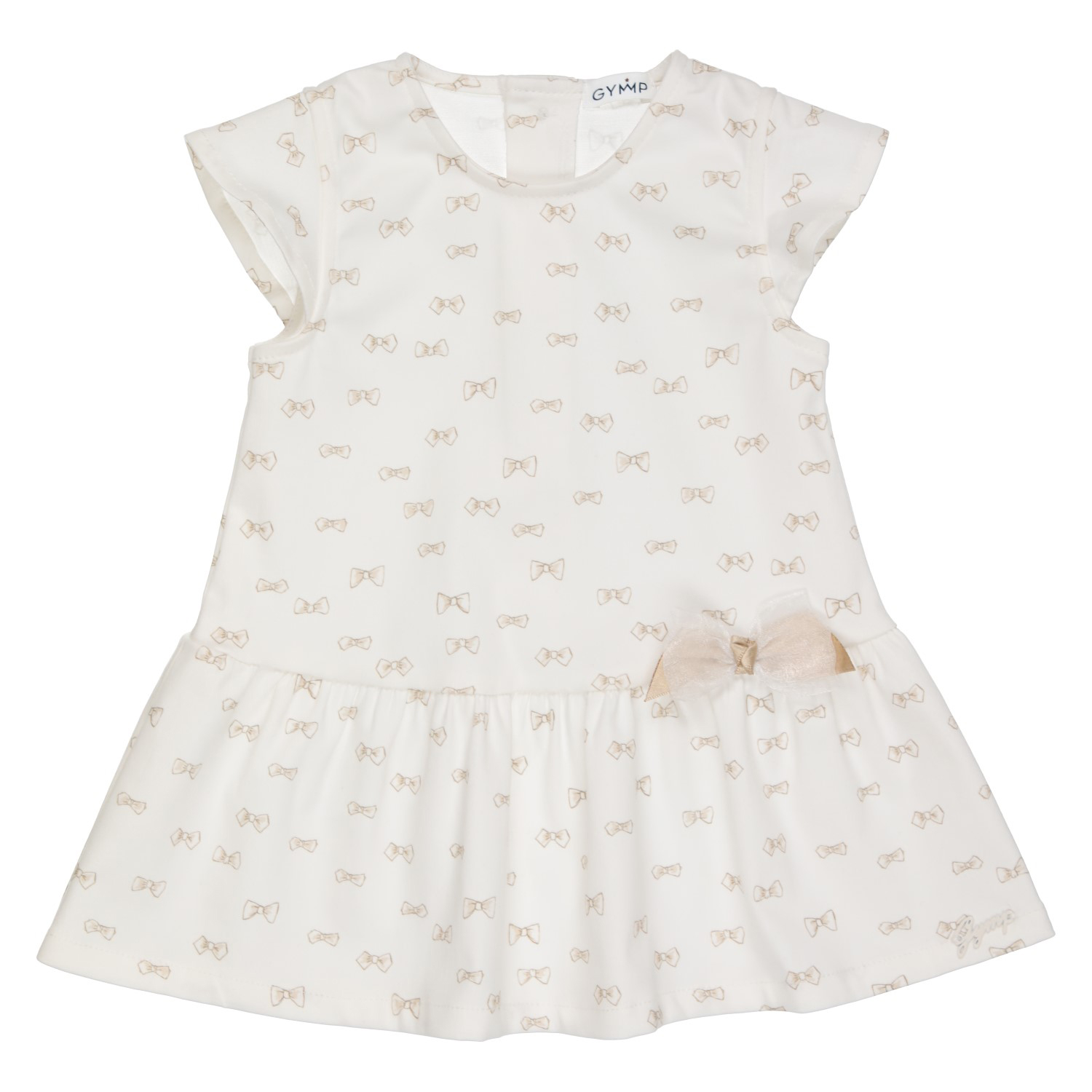 Festliches Kleidchen in Offwhite mit goldenen Schleifchen aus BW Jersey von GYMP 470-1435