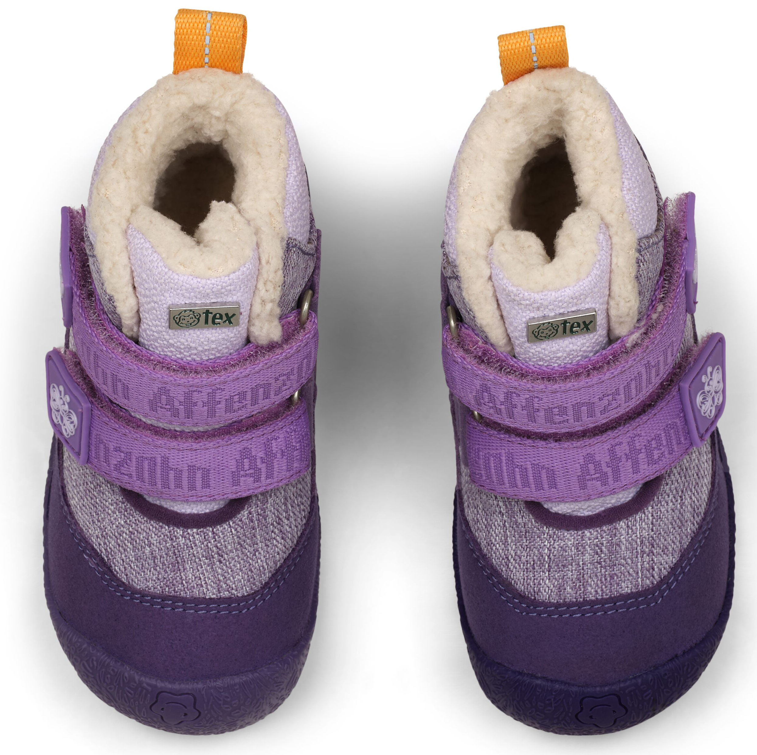 Veganer Midboot  SNUGGY mit Winterfutter von AFFENZAHN in Purple Motiv Butterfly