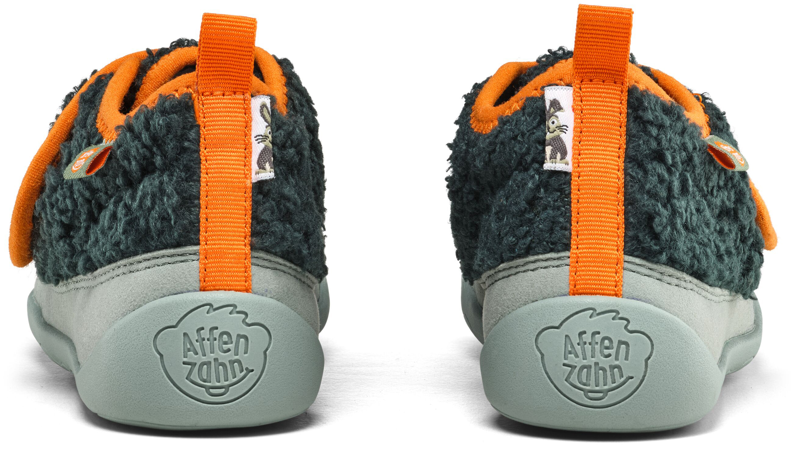Veganer Hausschuh / Minimalschuhe aus recyceltem Fleece von AFFENZAHN * Bunny in Petrol *