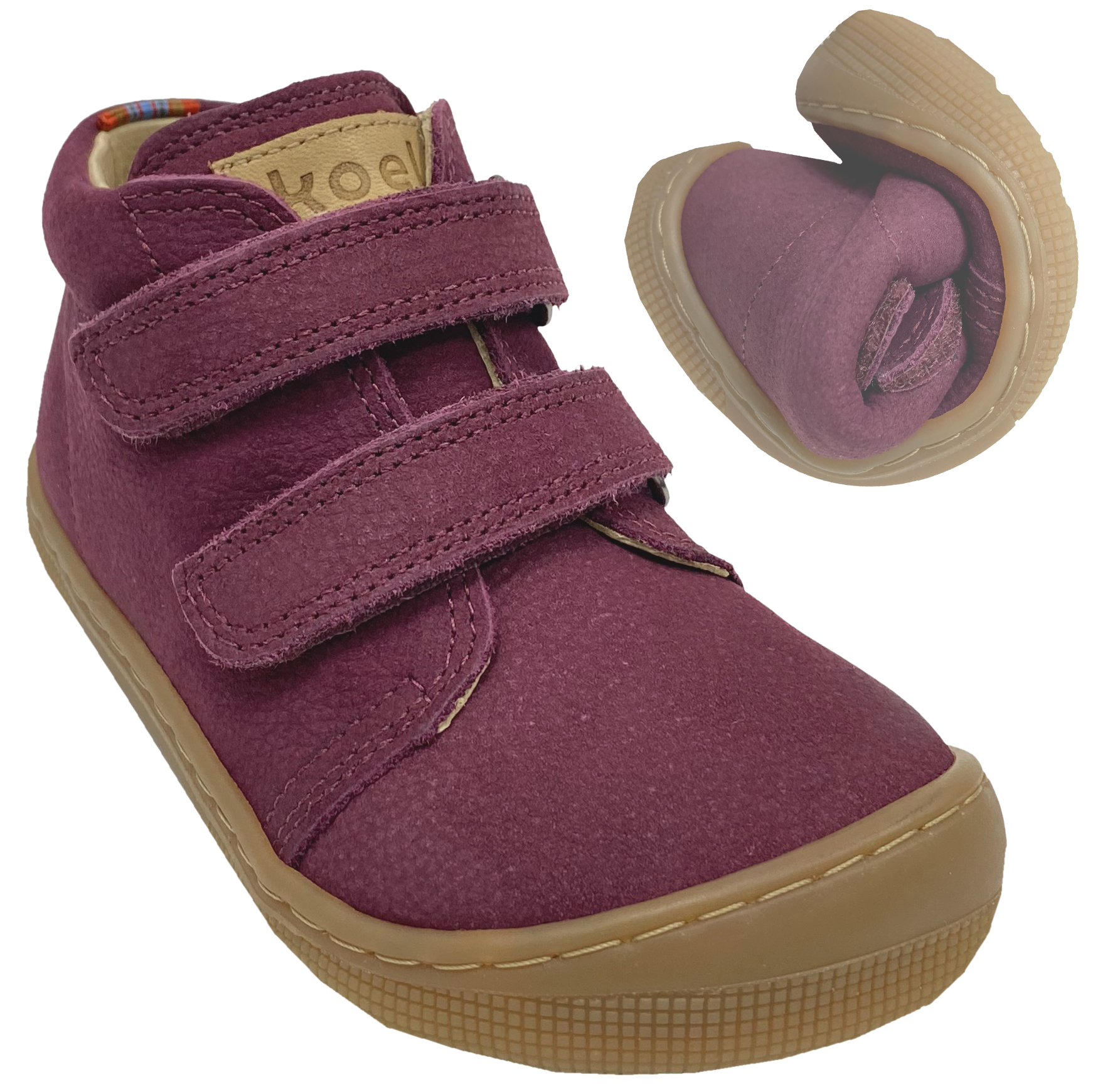 Halbschuhe aus Hydro Leder + Lederfutter von KOEL Barefoot *DON 2.0 * in Bordeaux Rot