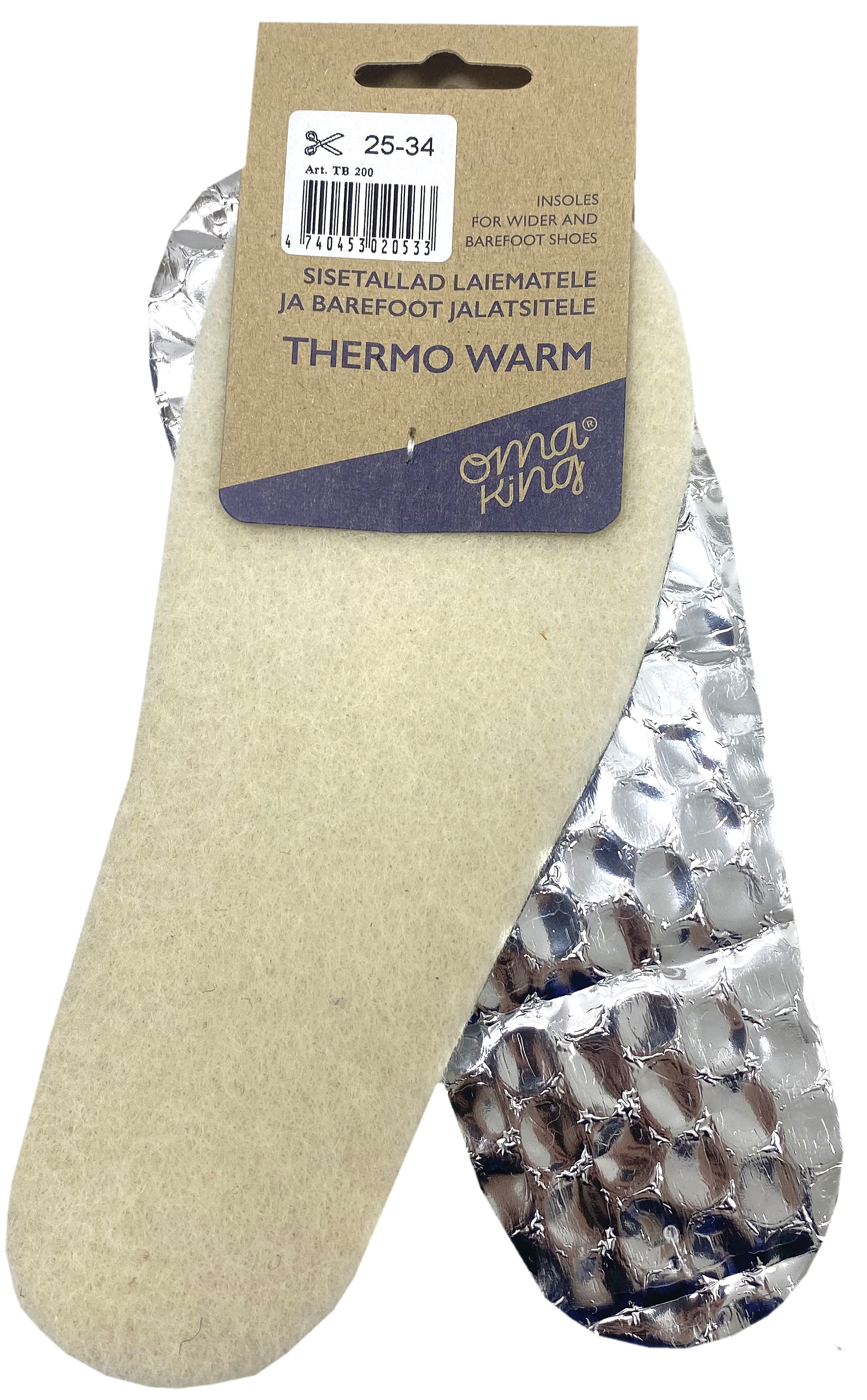 Einlegesohlen für Barfußschuhe von OMA King " Thermo Warm "  Wollfleece & Alu Base zuschneidbar