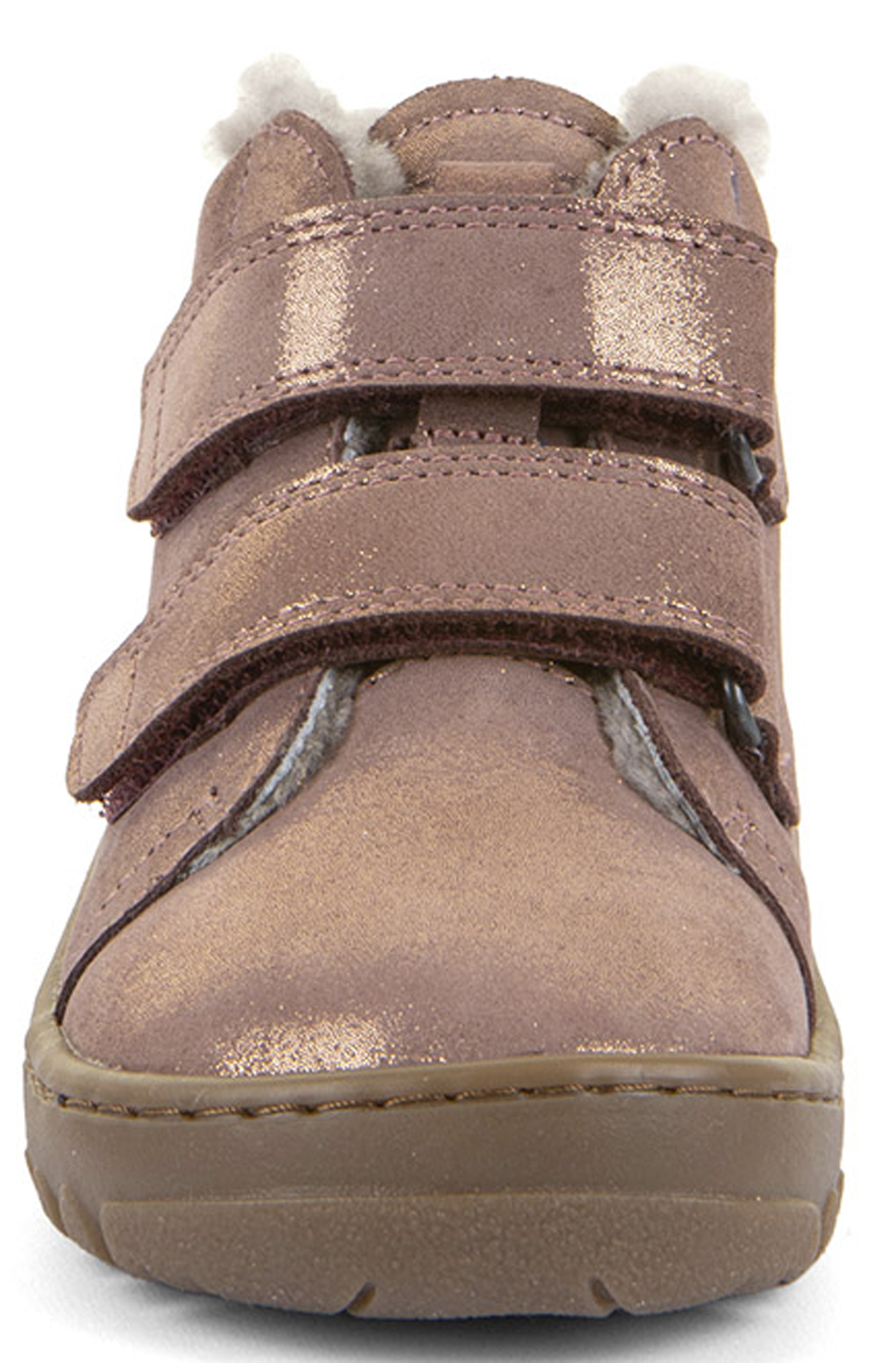 Lammfell gefütterte Lederschuhe Barfußschuhe von FRODDO Barefoot UP Furry in Pink Gold Glitzer G3110287