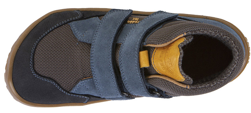 Halbhohe Barefoot UP Schuhe Textil Futter aus Leder +TEX in *Denim / Braun * FRODDO G3110268