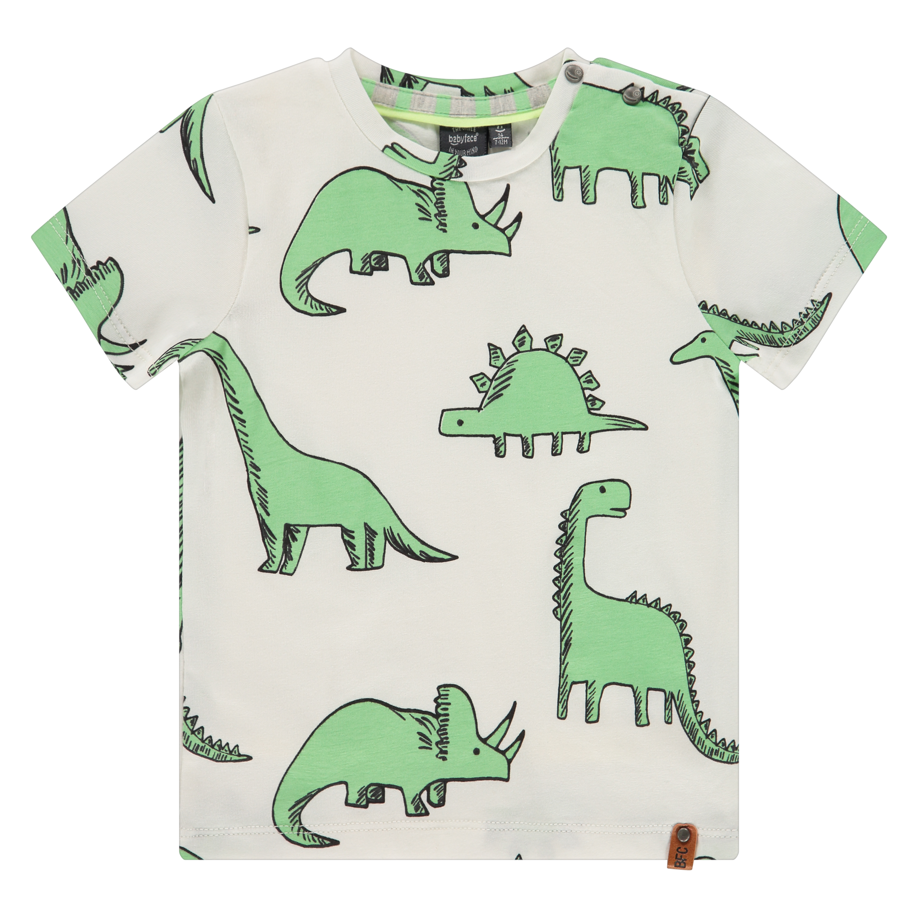 Frech süßes T-Shirt in Offwhite mit grünen DIno's bedruckt aus BW Jersey von BABYFACE 7617