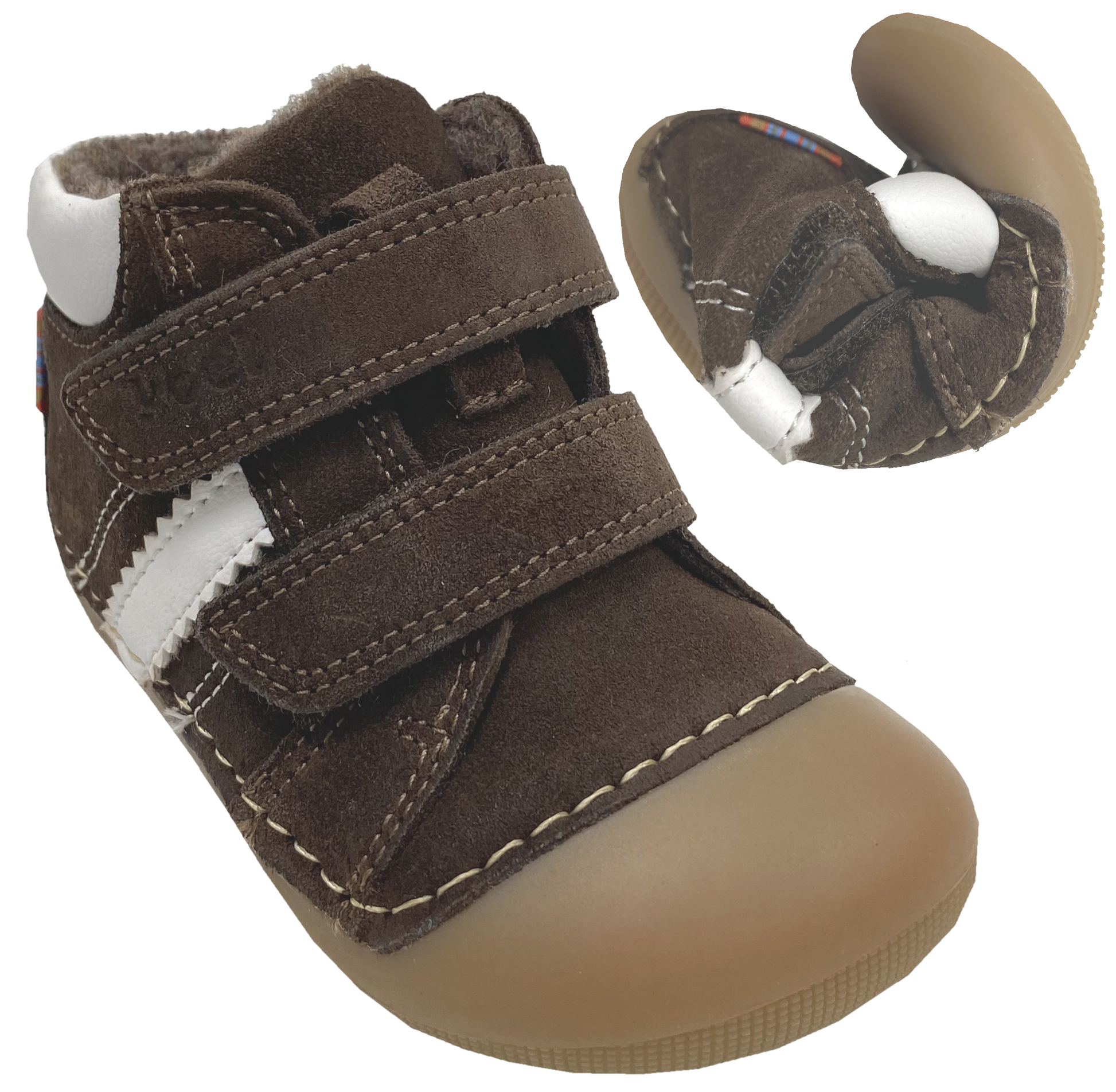 Knautschige Barfußschuhe AUSTIN in Schokobraun Suedeleder & Wollfutter KOEL Barefoot  09M017.305