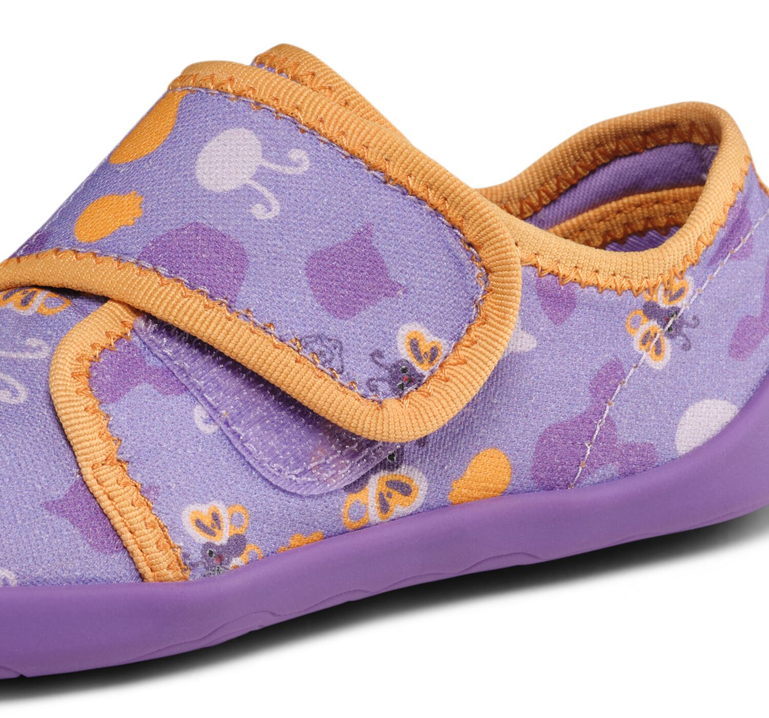 Leichte & flexible Hausschuhe * Cotton MOVY * mit Klett von AFFENZAHN Butterfly in Purple