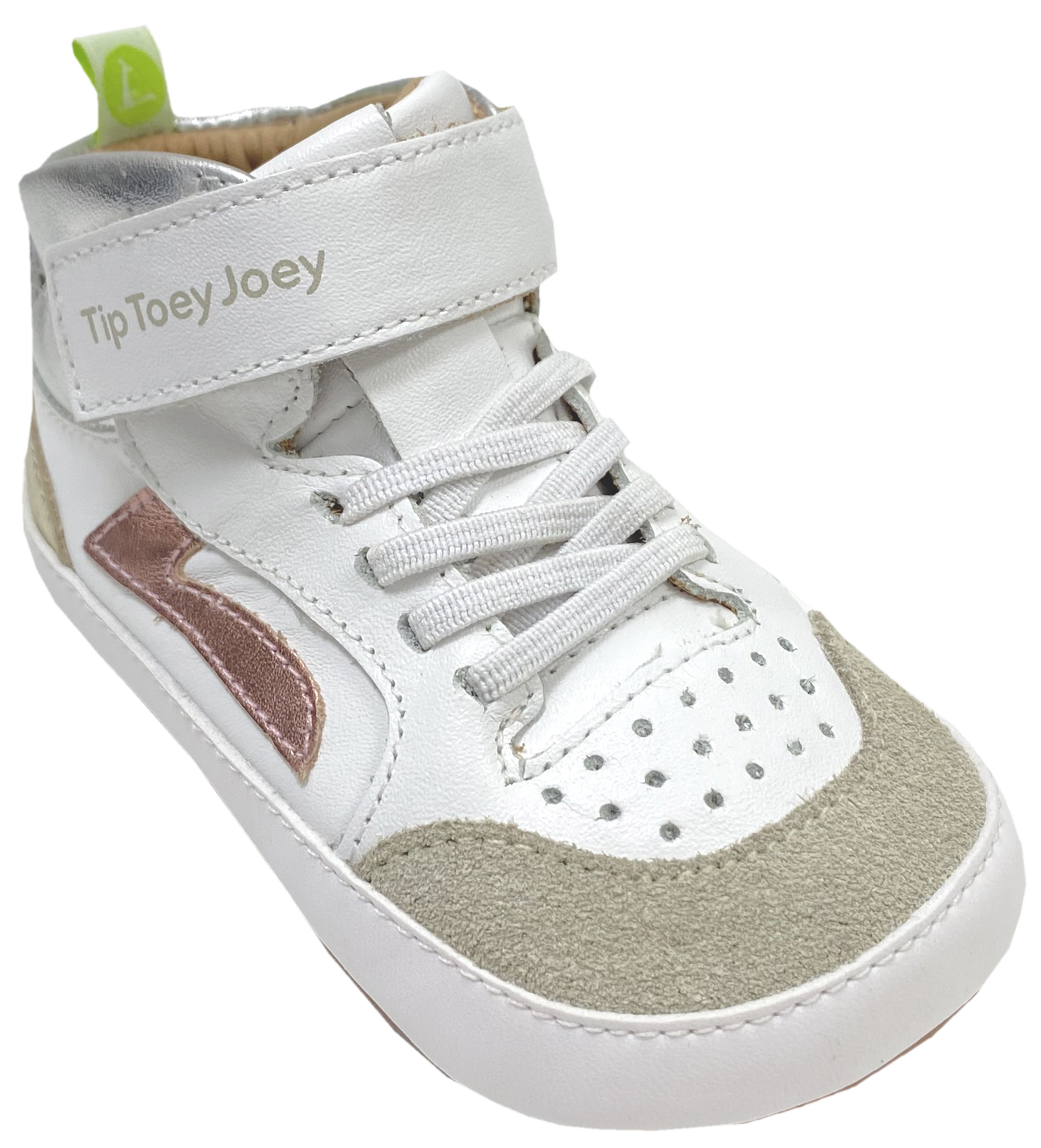Knautschiger Lederschuh, Minimalsohle Barfußsneaker *LANDY High Top * White / Bunt TIP TOEY JOEY