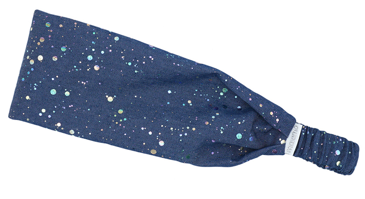 Haarband / Kopftuch / Stirnband inn Jeansblau mit Glitzer Punkten von MAXIMO 979000