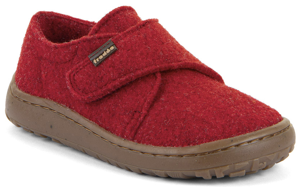 Woll- Hausschuhe mit Klett, in Rot von * Froddo Barefoot* knautschige Minimalsohle G1700420
