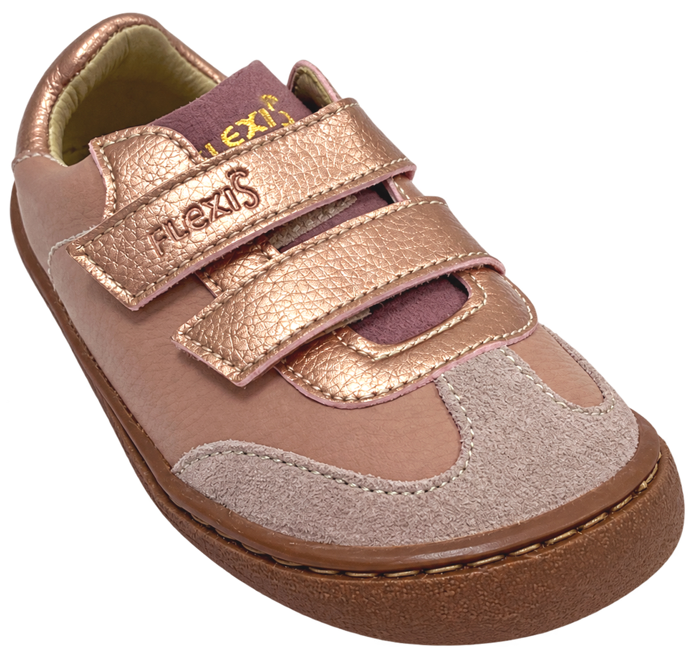 Leder Sneaker / Barfußschuhe von FLEXI NENS in Nude Rose Glitzer 9022-R