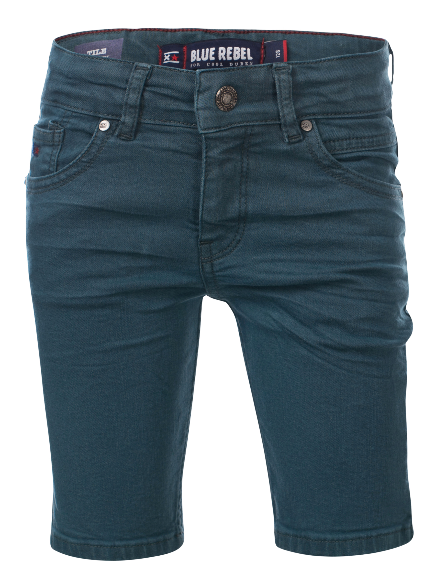 Super Stretch Bermuda Shorts aus Color Denim in Petrol / Grün " TILE" von BLUE REBEL 0132015