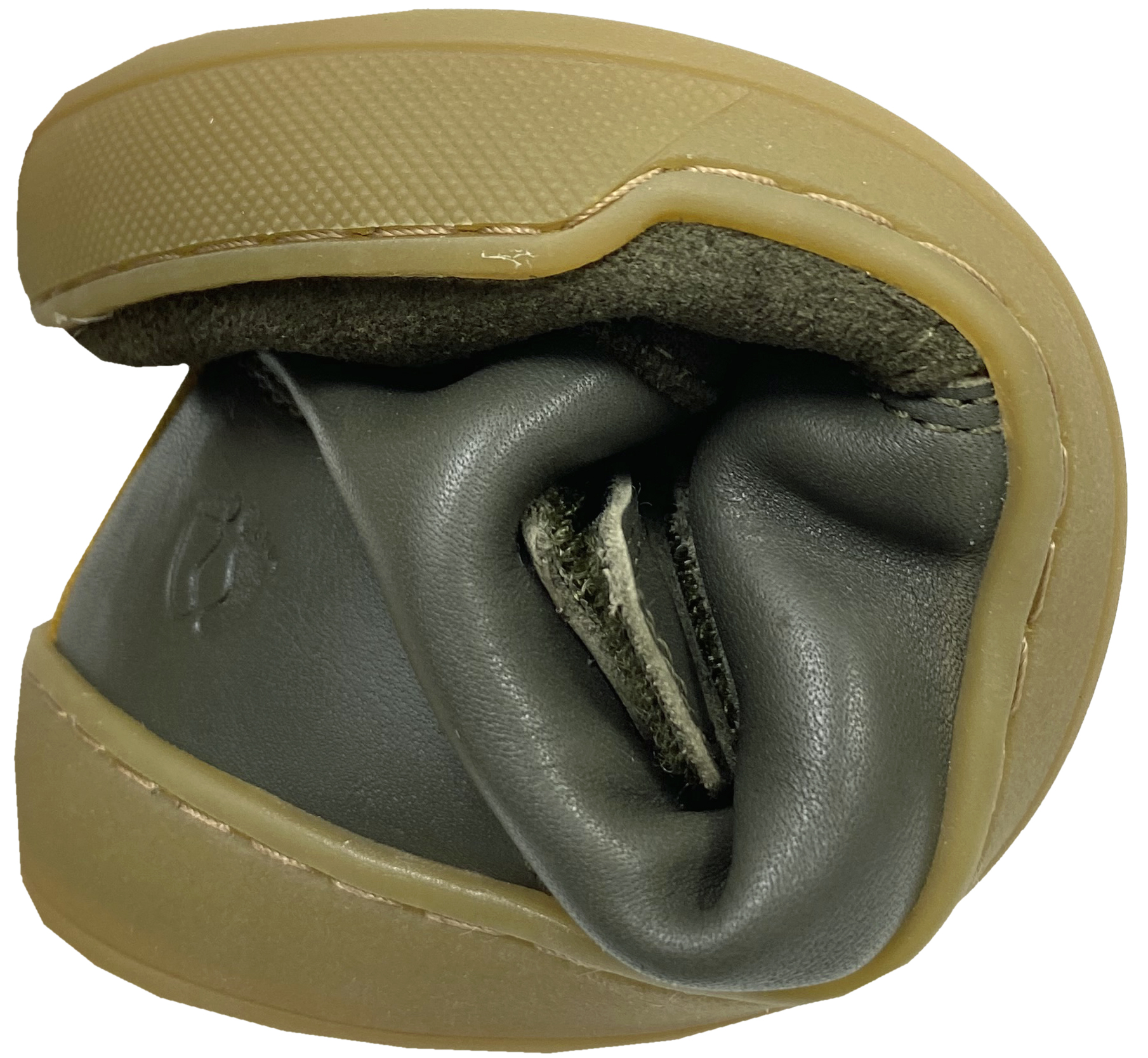 Knöchelhohe Lederschuhe, Doppelklett & Wollfleece Futter von TELYOH  Barefoot Runner in KHAKI