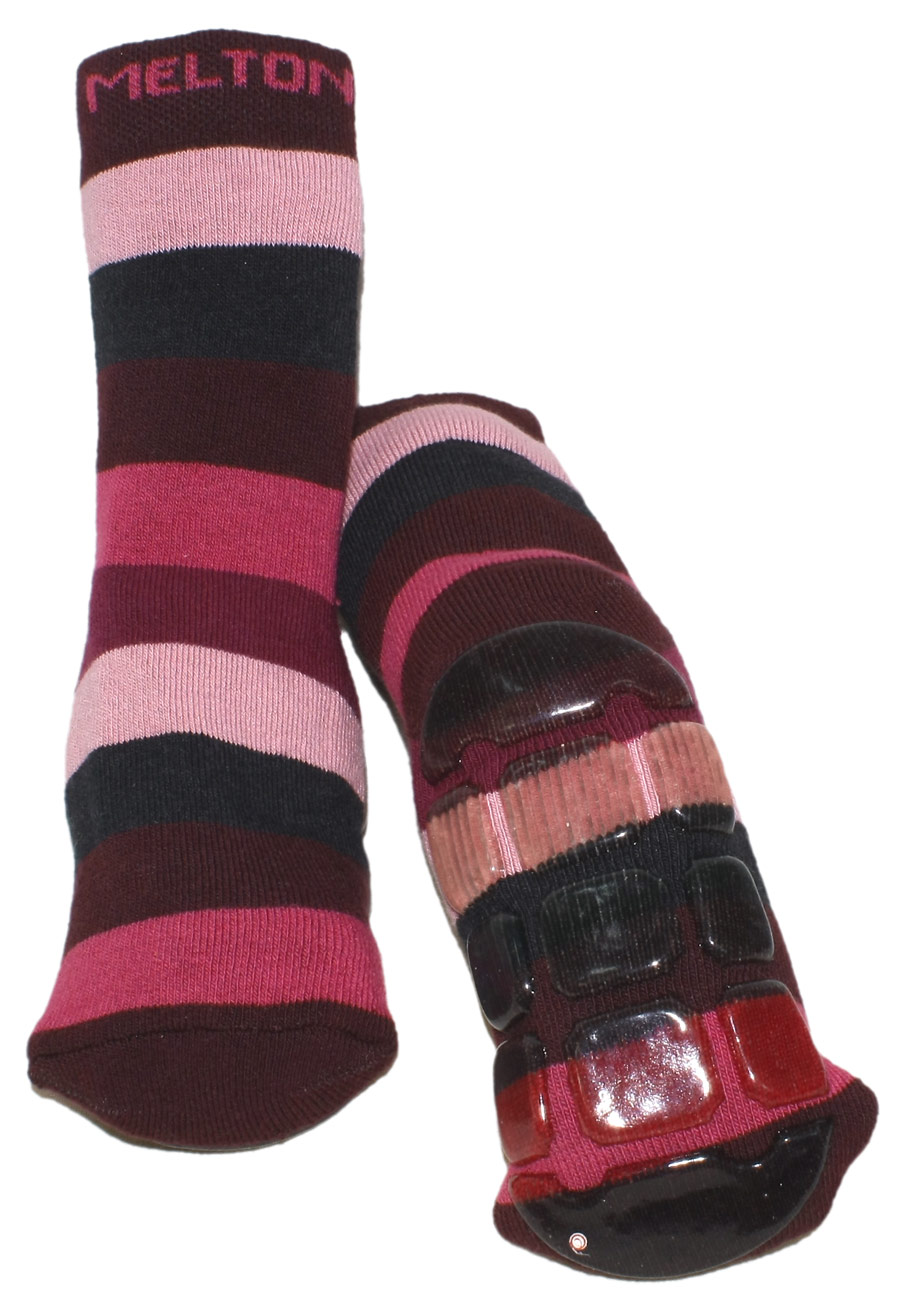 Stoppersocken aus BW Vollfrottee von MELTON * Stripe Mauve / Violett Töne * 210023-781